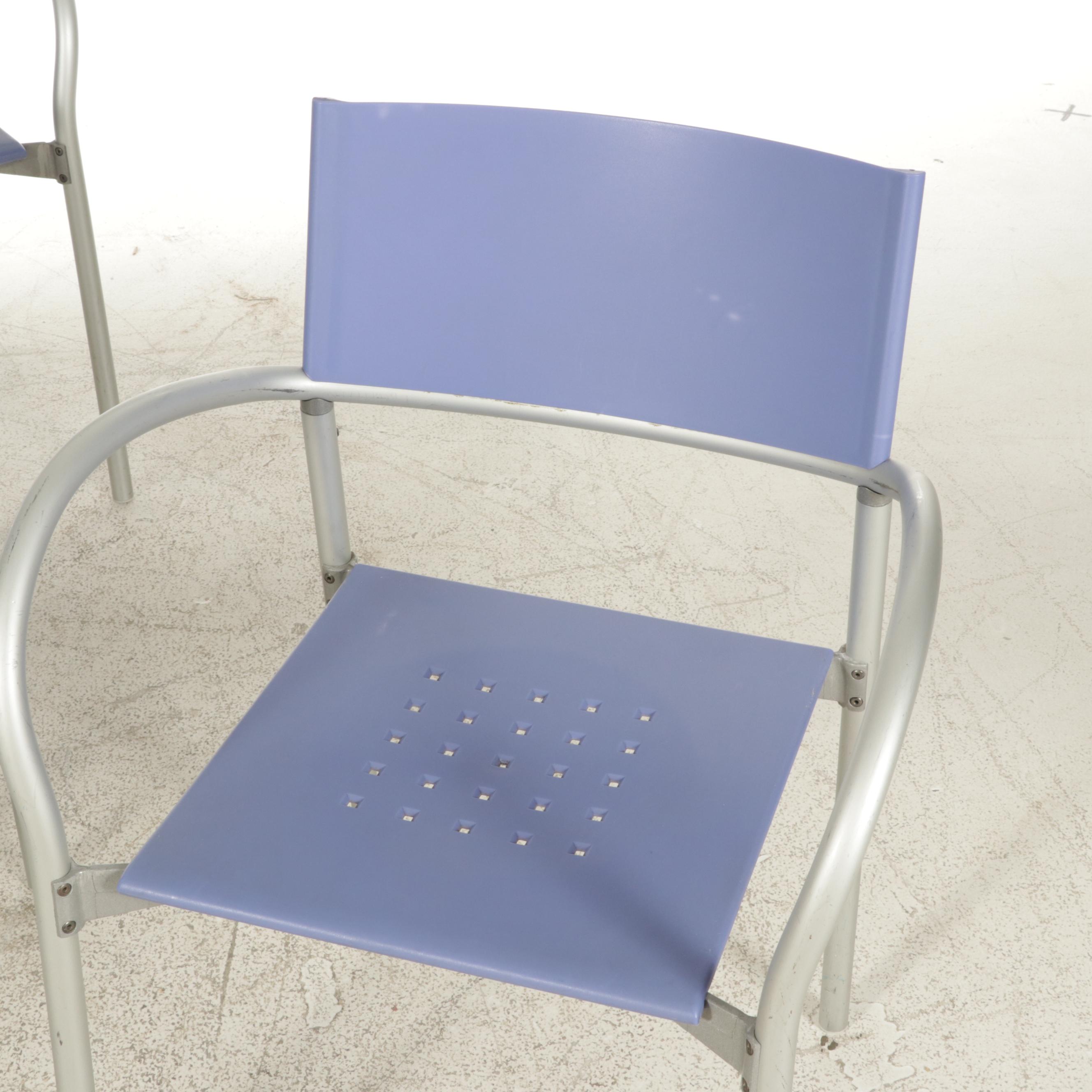 Four Carlo Bartoli for Segis Breeze Stacking Metal Frame Armchairs, 21st Century