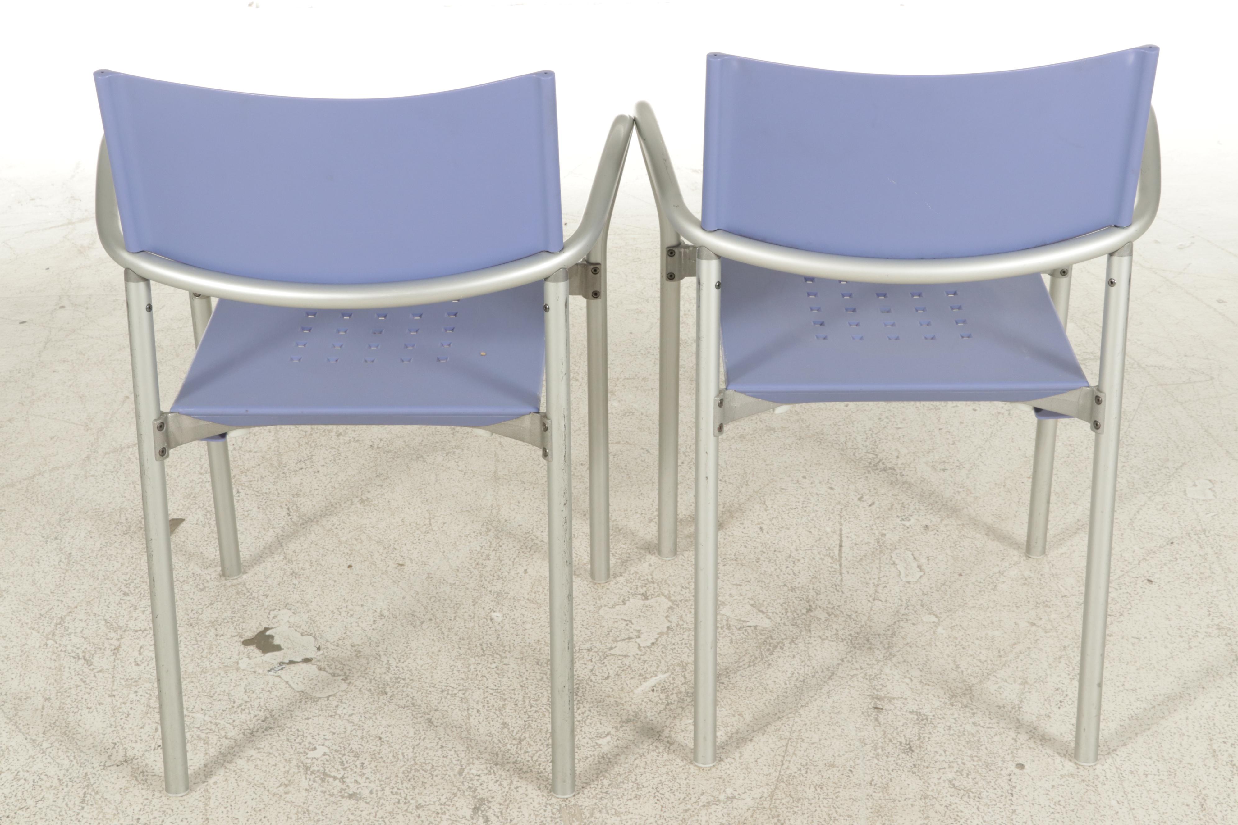 Four Carlo Bartoli for Segis Breeze Stacking Metal Frame Armchairs, 21st Century