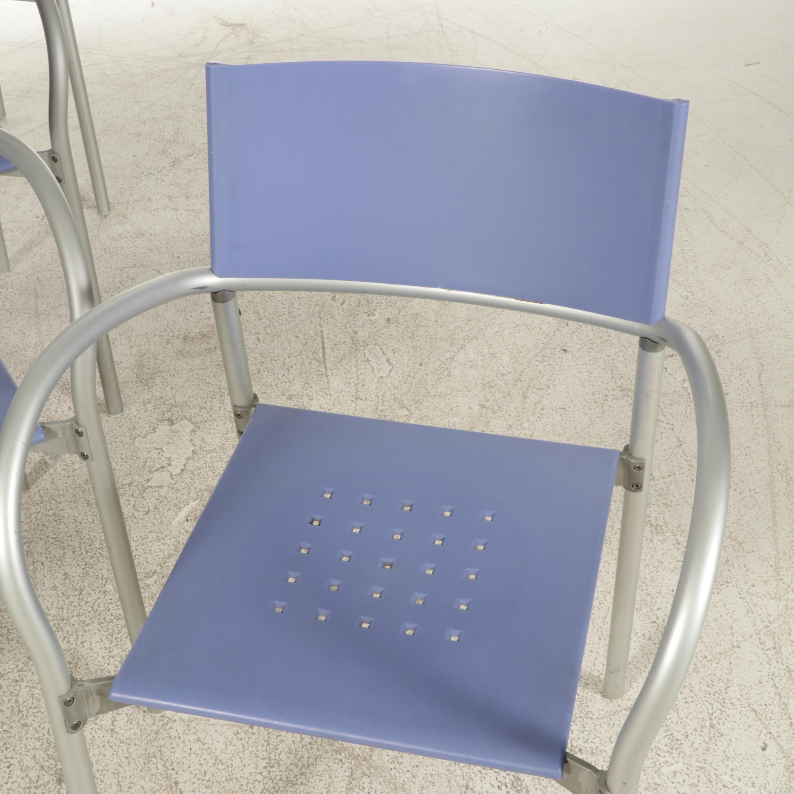 Four Carlo Bartoli for Segis "Breeze" Stacking Metal Frame Armchairs