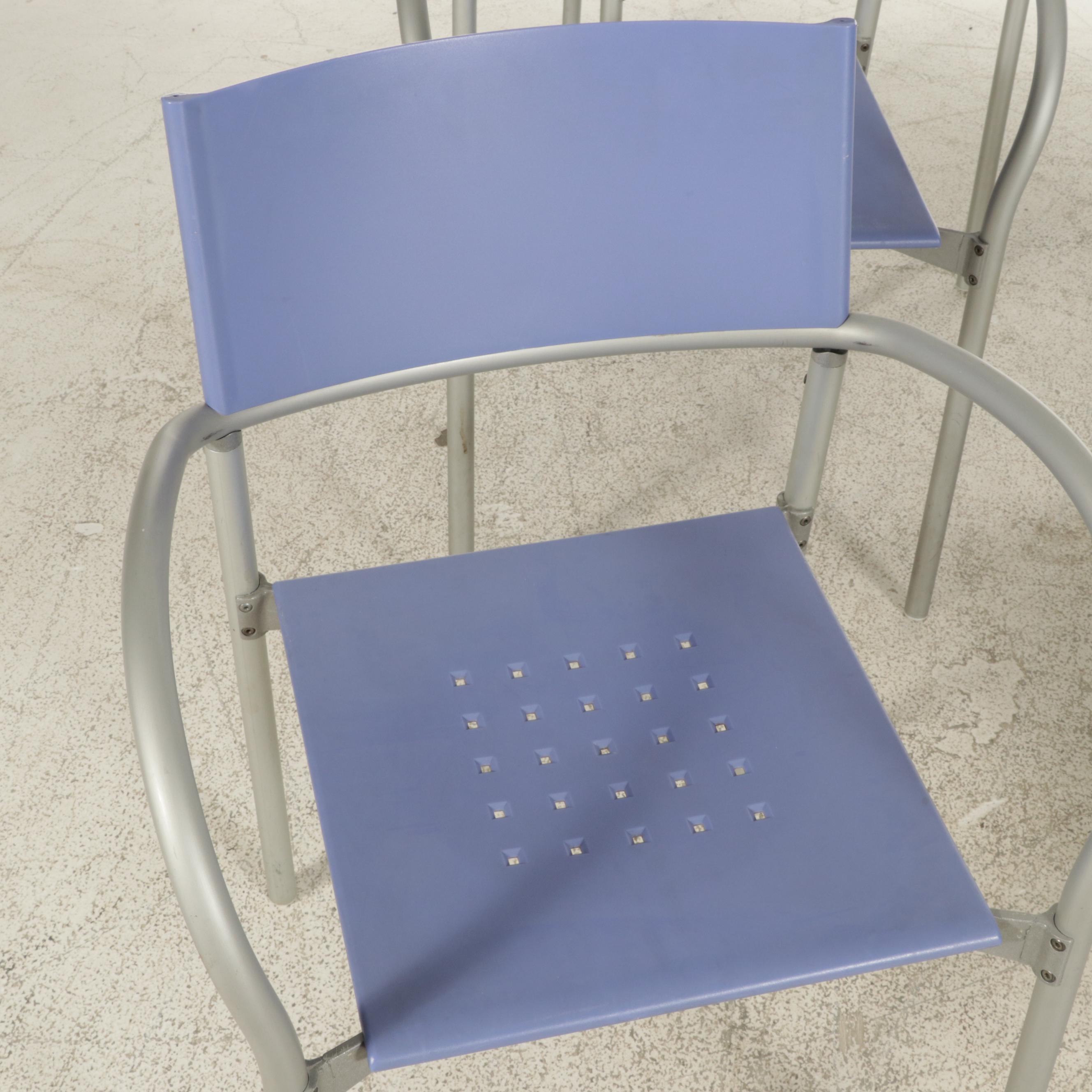 Four Carlo Bartoli for Segis "Breeze" Stacking Metal Frame Armchairs