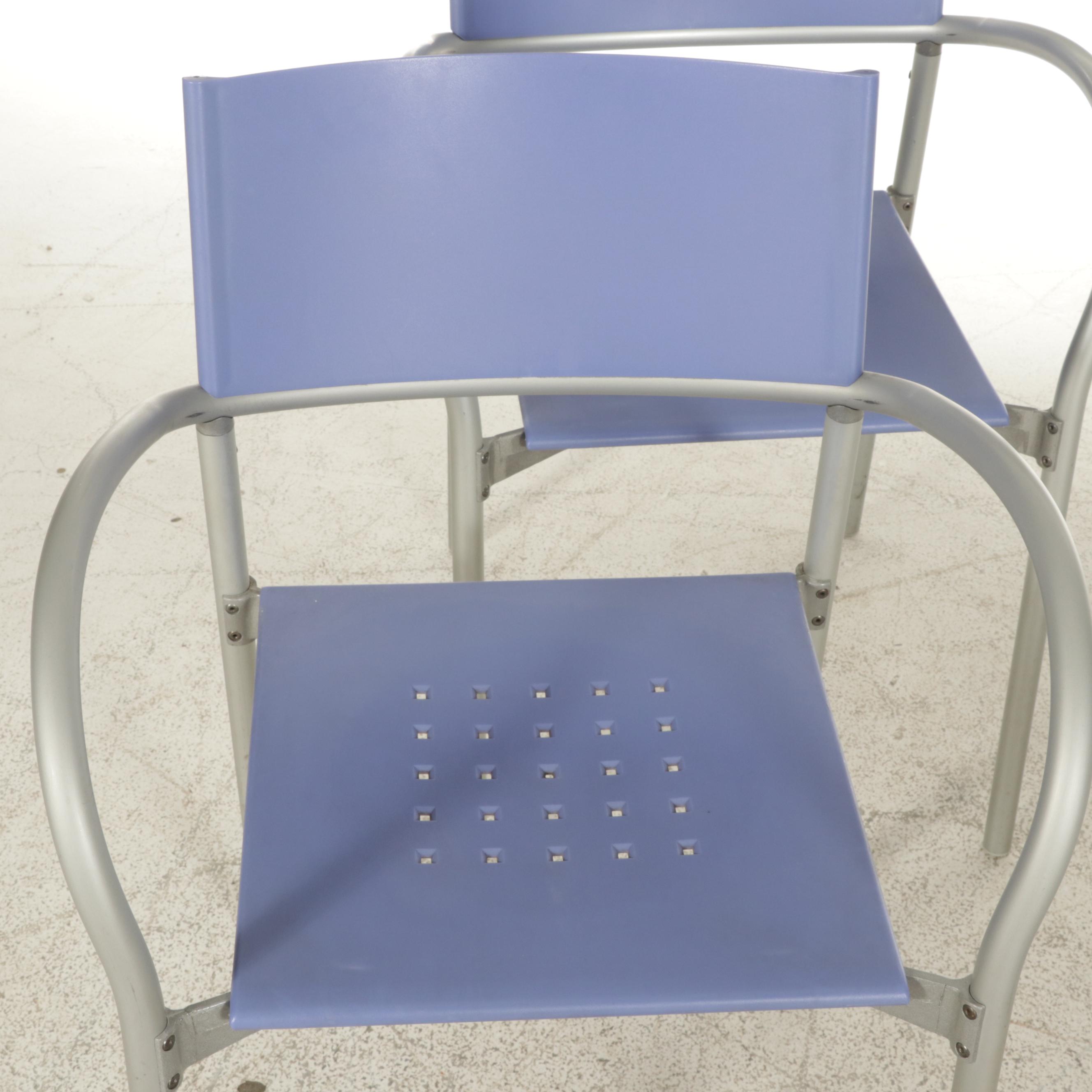 Four Carlo Bartoli for Segis "Breeze" Stacking Metal Frame Armchairs