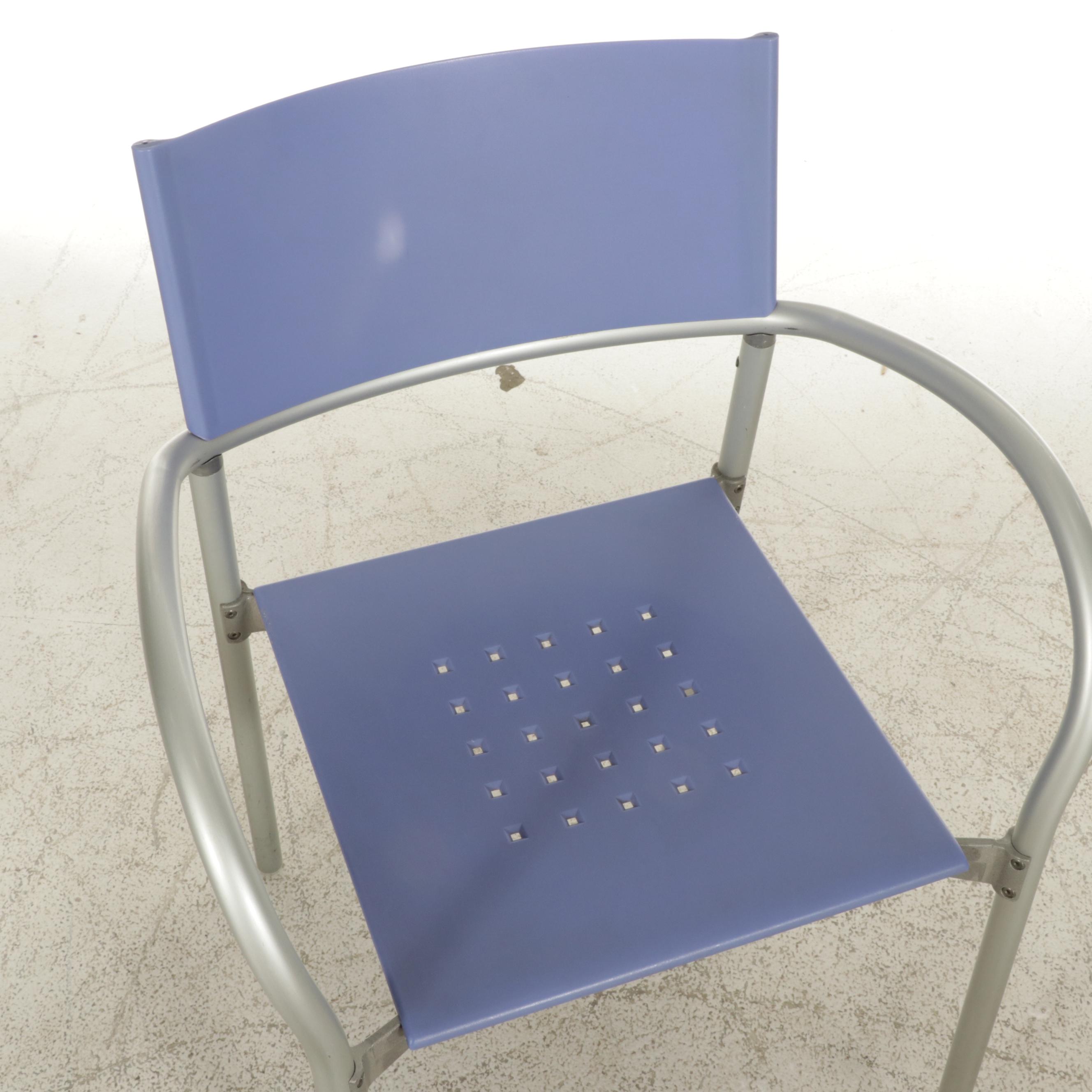 Four Carlo Bartoli for Segis "Breeze" Stacking Metal Frame Armchairs