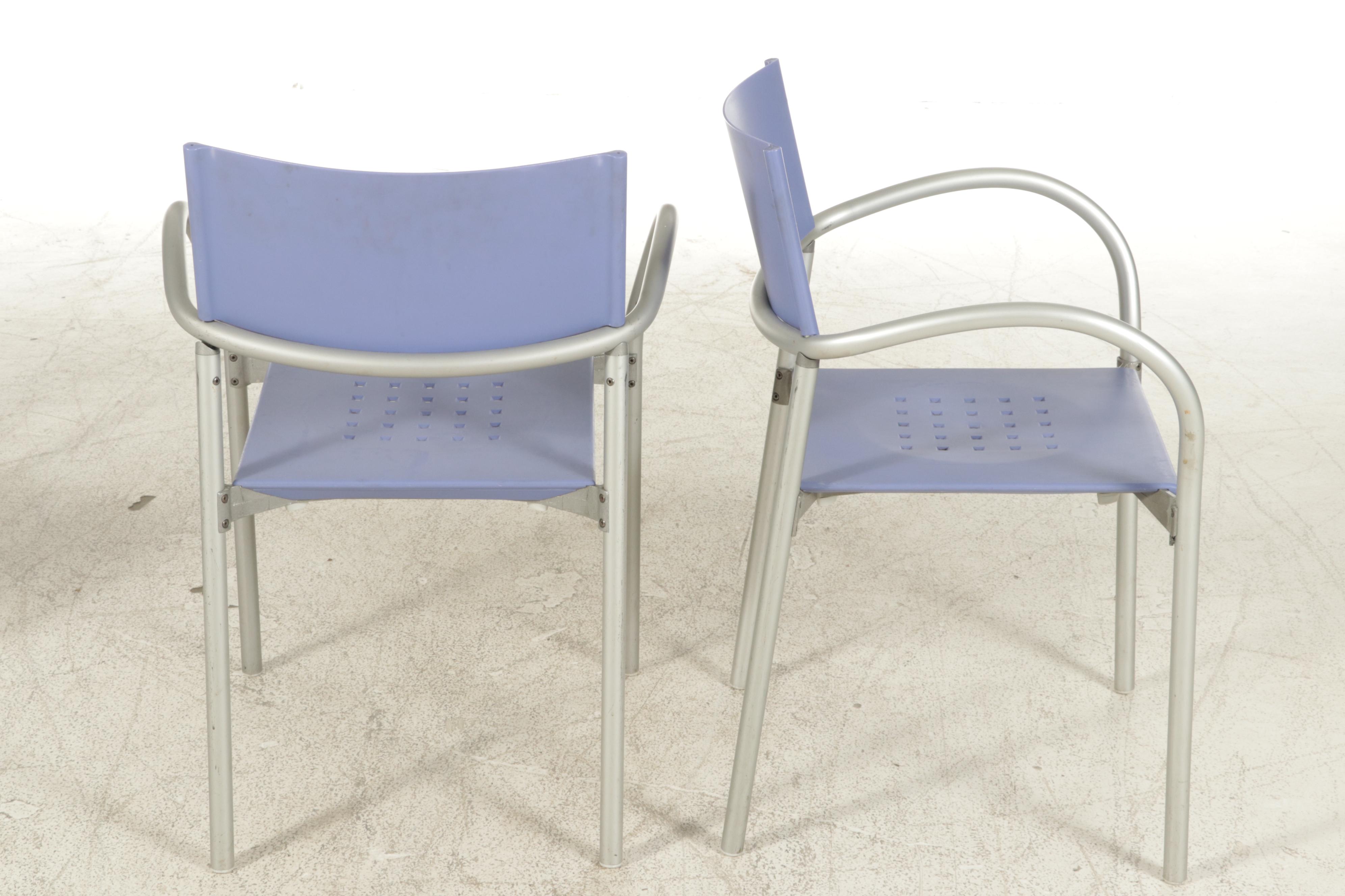 Four Carlo Bartoli for Segis "Breeze" Stacking Metal Frame Armchairs