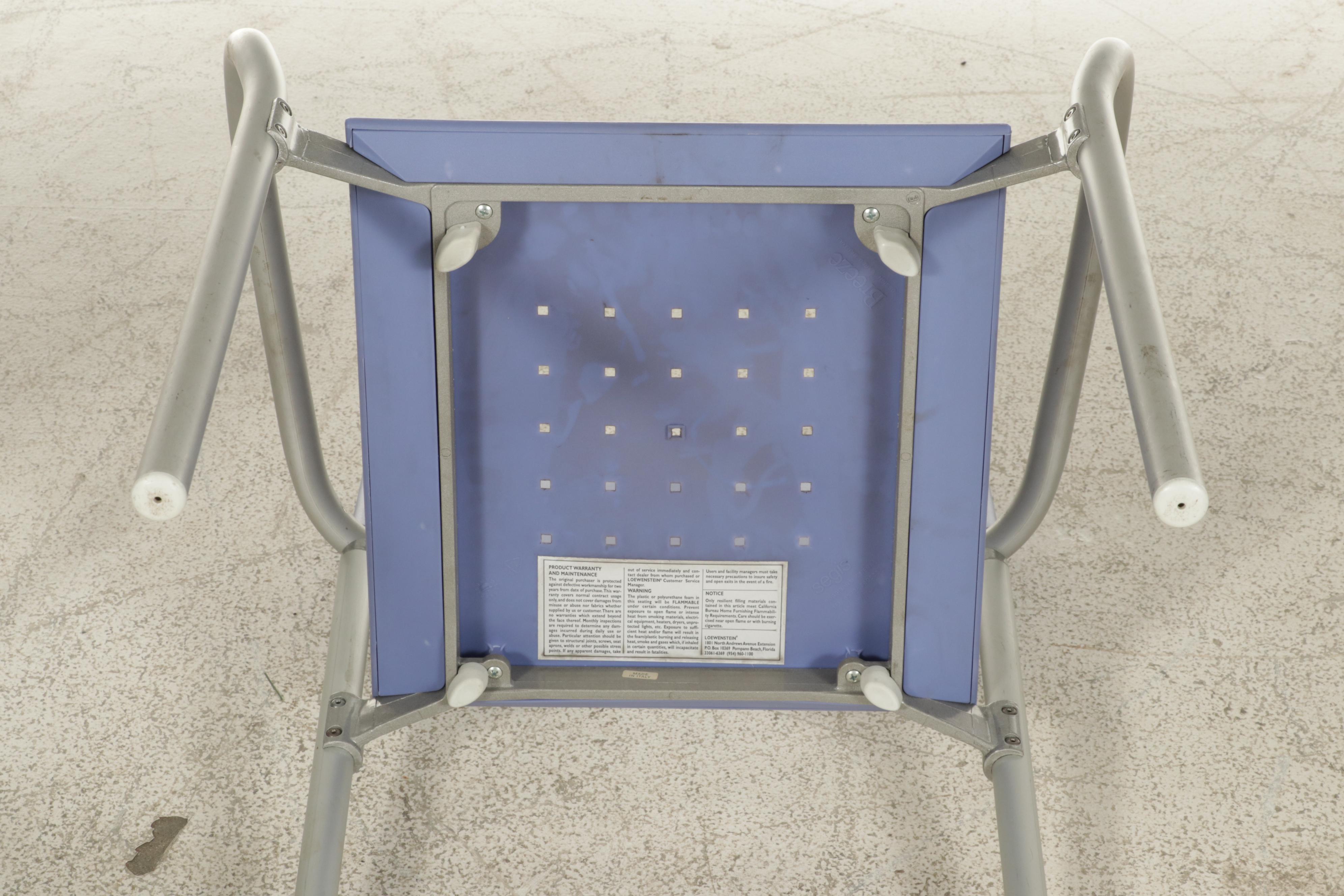 Four Carlo Bartoli for Segis "Breeze" Stacking Metal Frame Armchairs