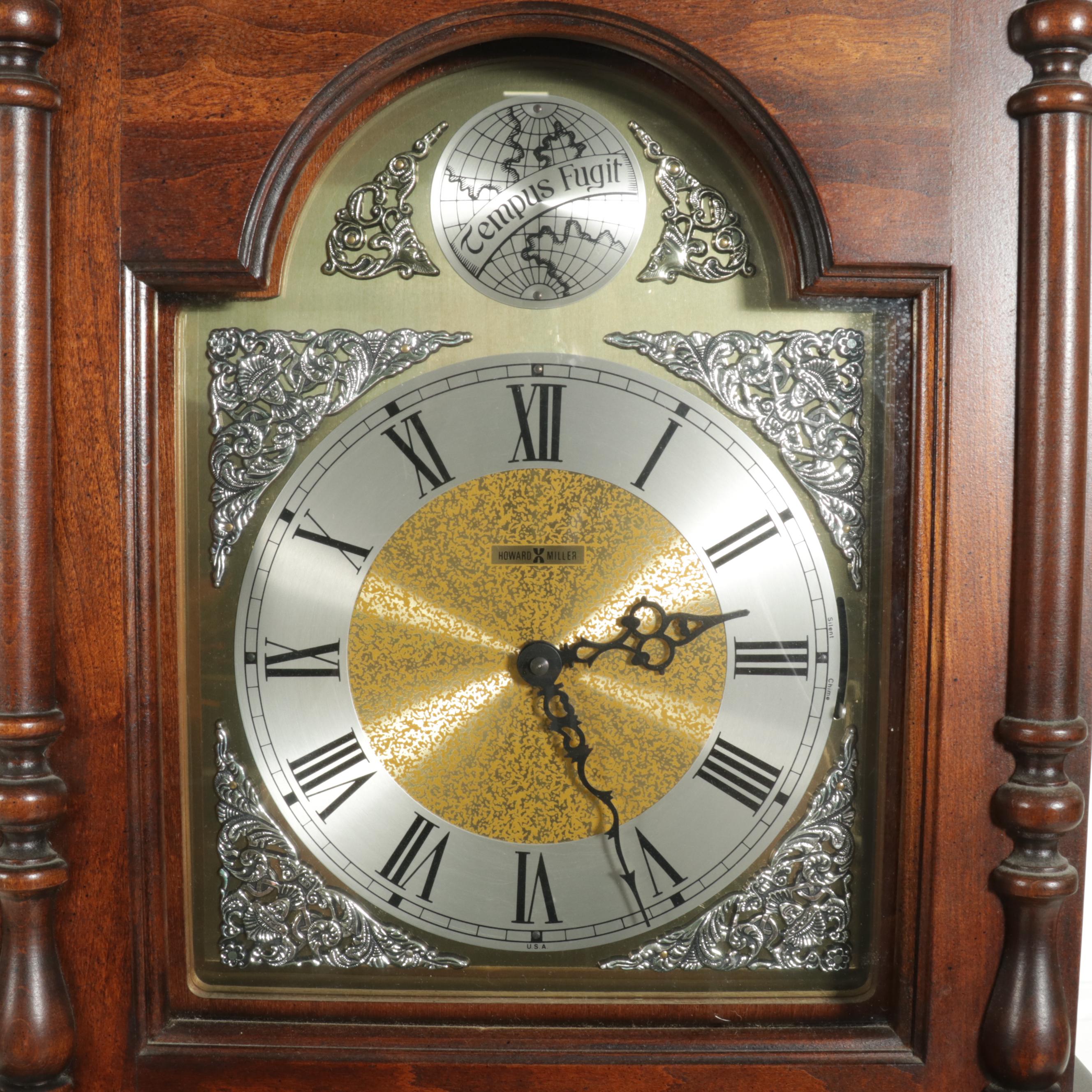 Howard Miller Federal Style Walnut Grandfather Clock, Late 20th Century