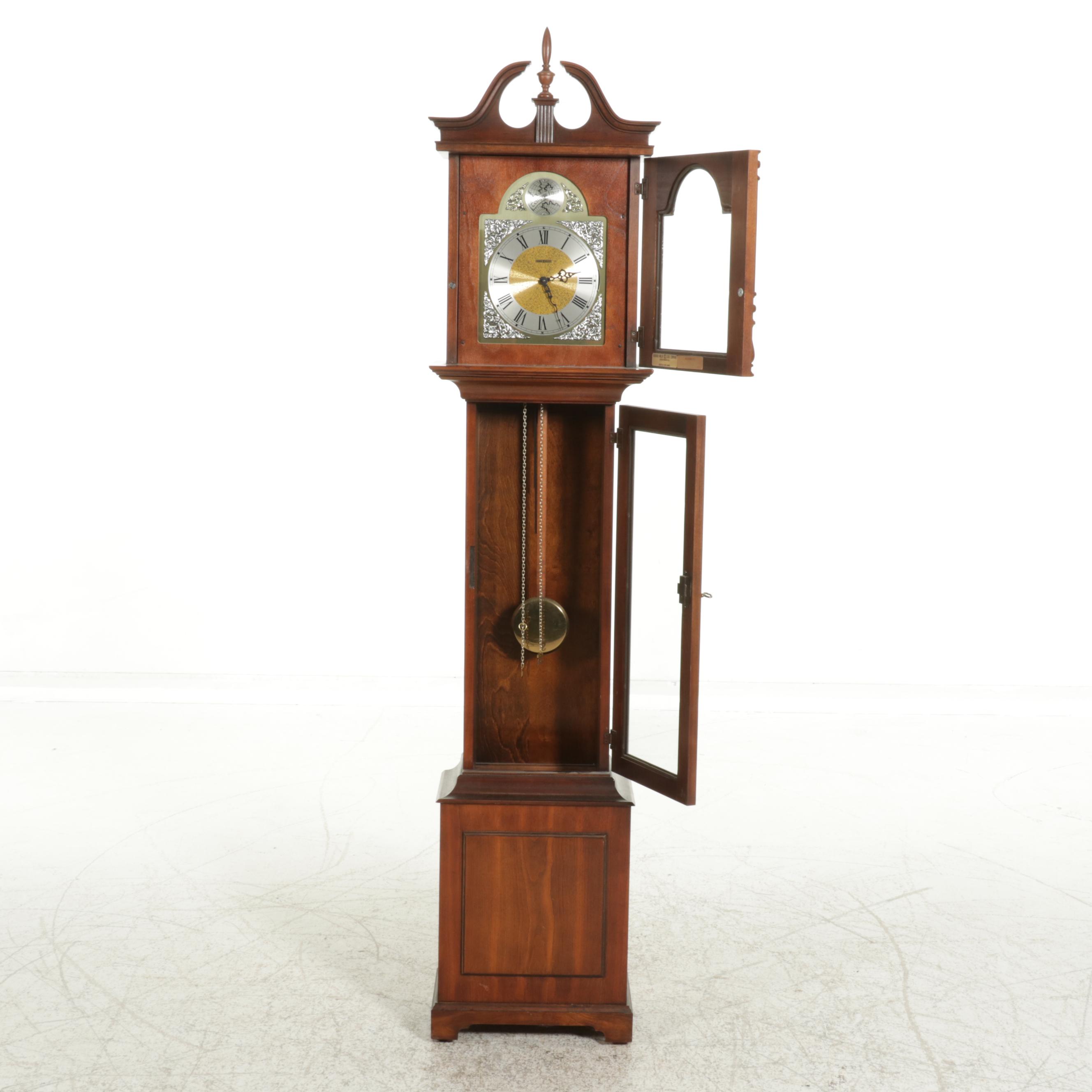 Howard Miller Federal Style Walnut Grandfather Clock, Late 20th Century