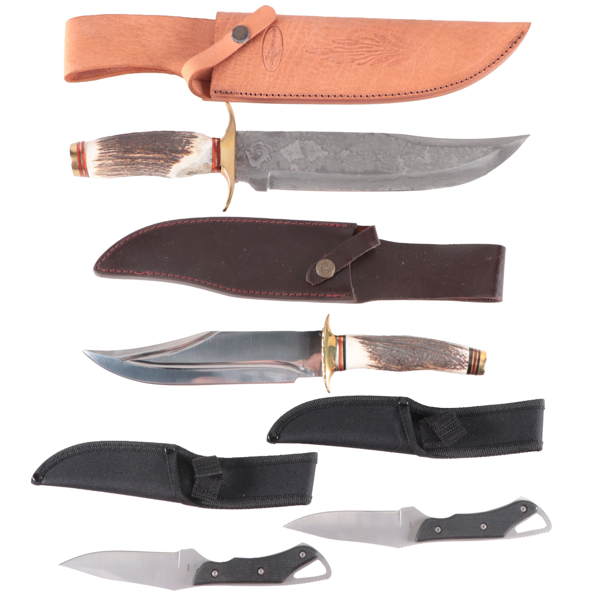 Fox n Hound Bowie Knife With Frost Cutlery and Other Fixed Blade Knives, Sheaths