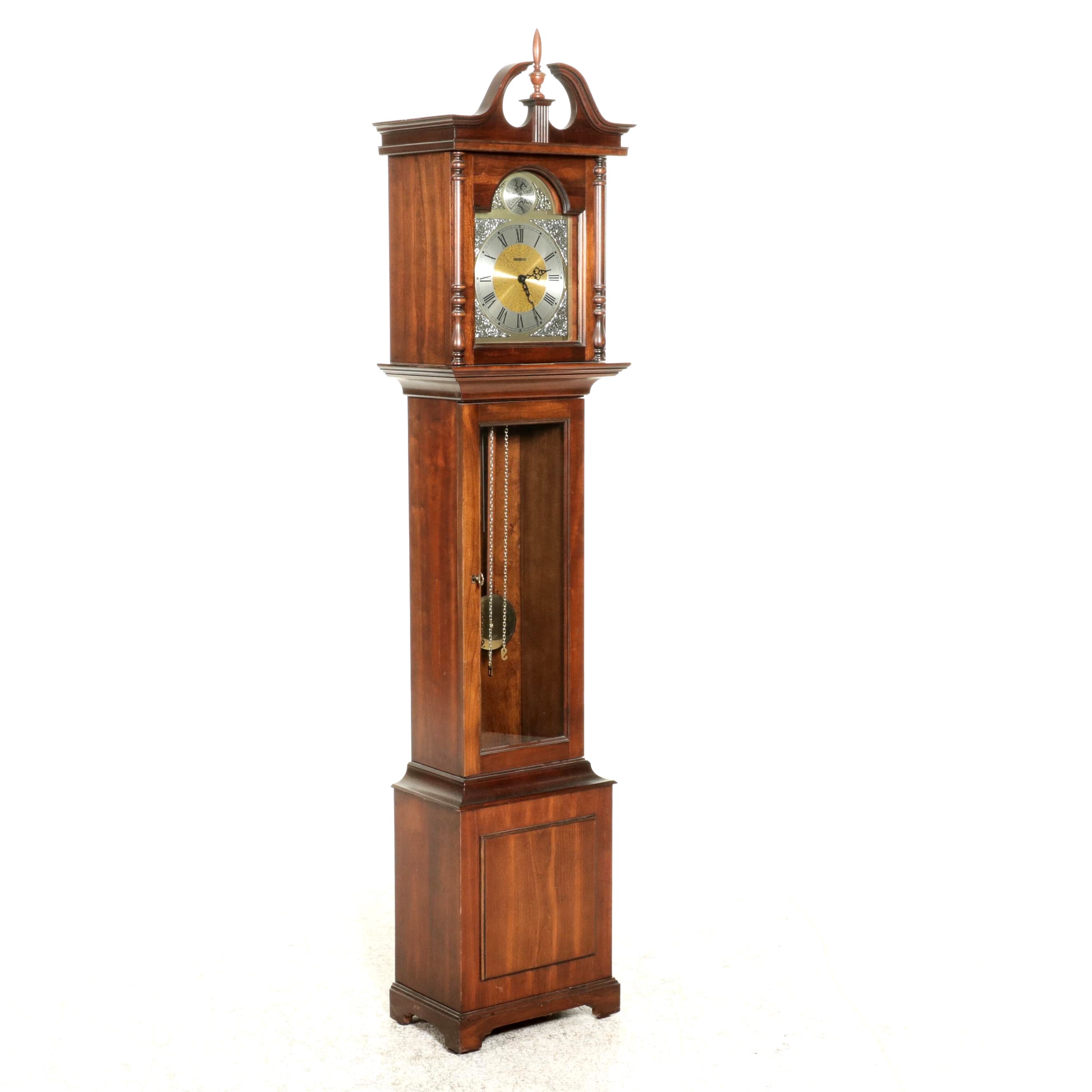 Howard Miller Federal Style Walnut Grandfather Clock, Late 20th Century