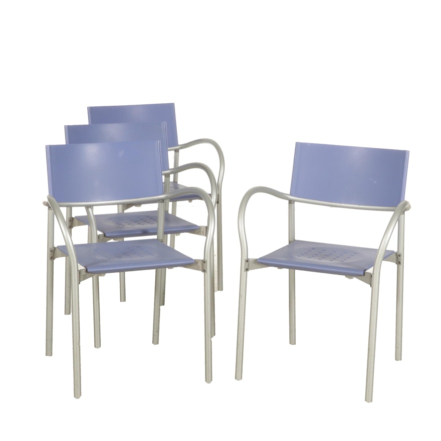 Four Carlo Bartoli for Segis Breeze Stacking Metal Frame Armchairs, 21st Century