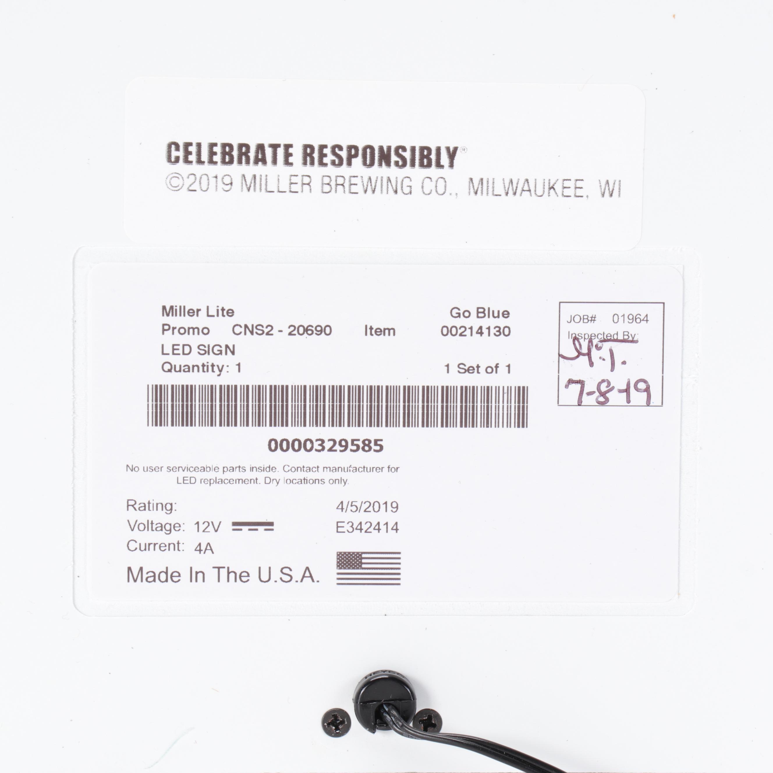 Miller Lite Illuminated Beer Signs