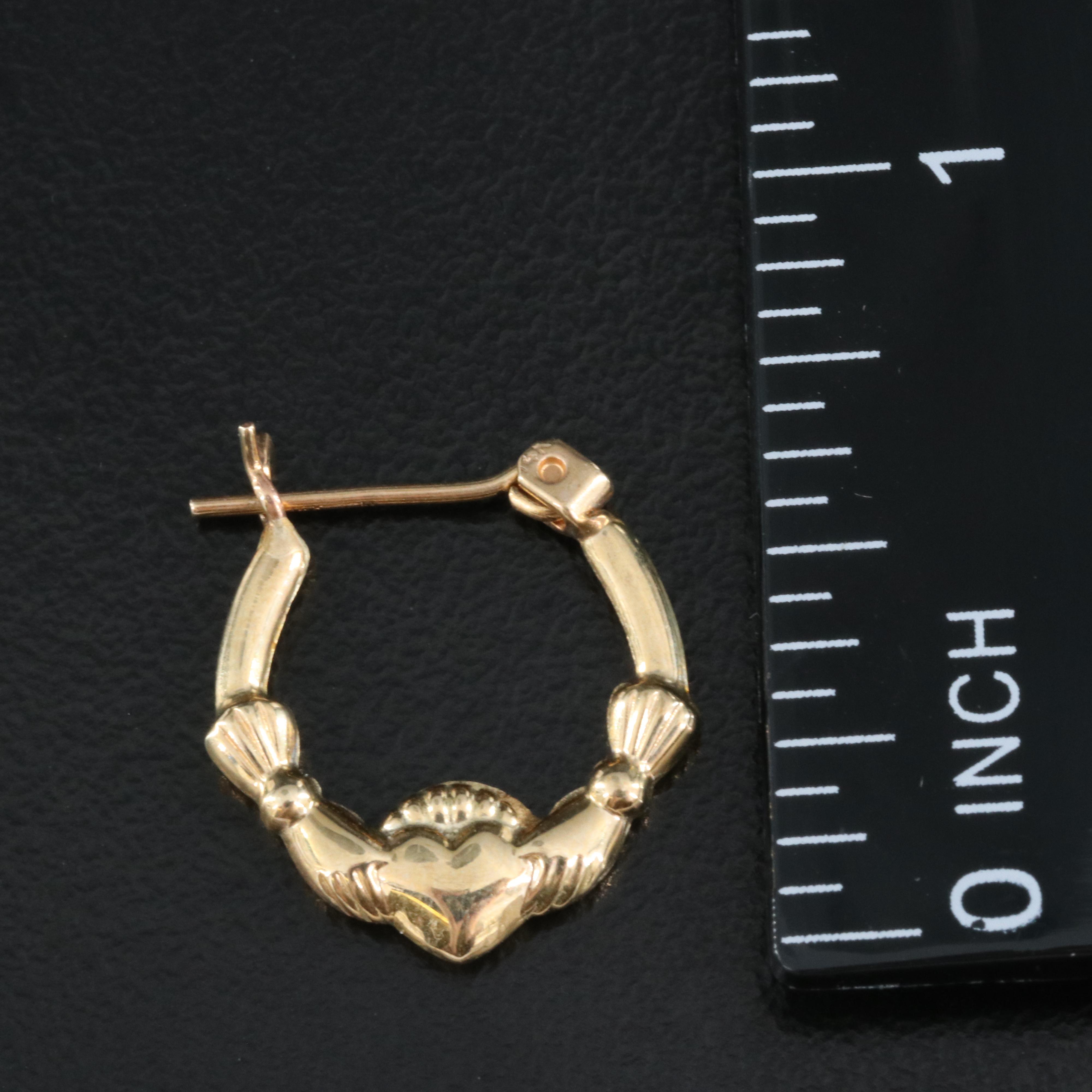 14K "Claddagh" Hoop Earrings