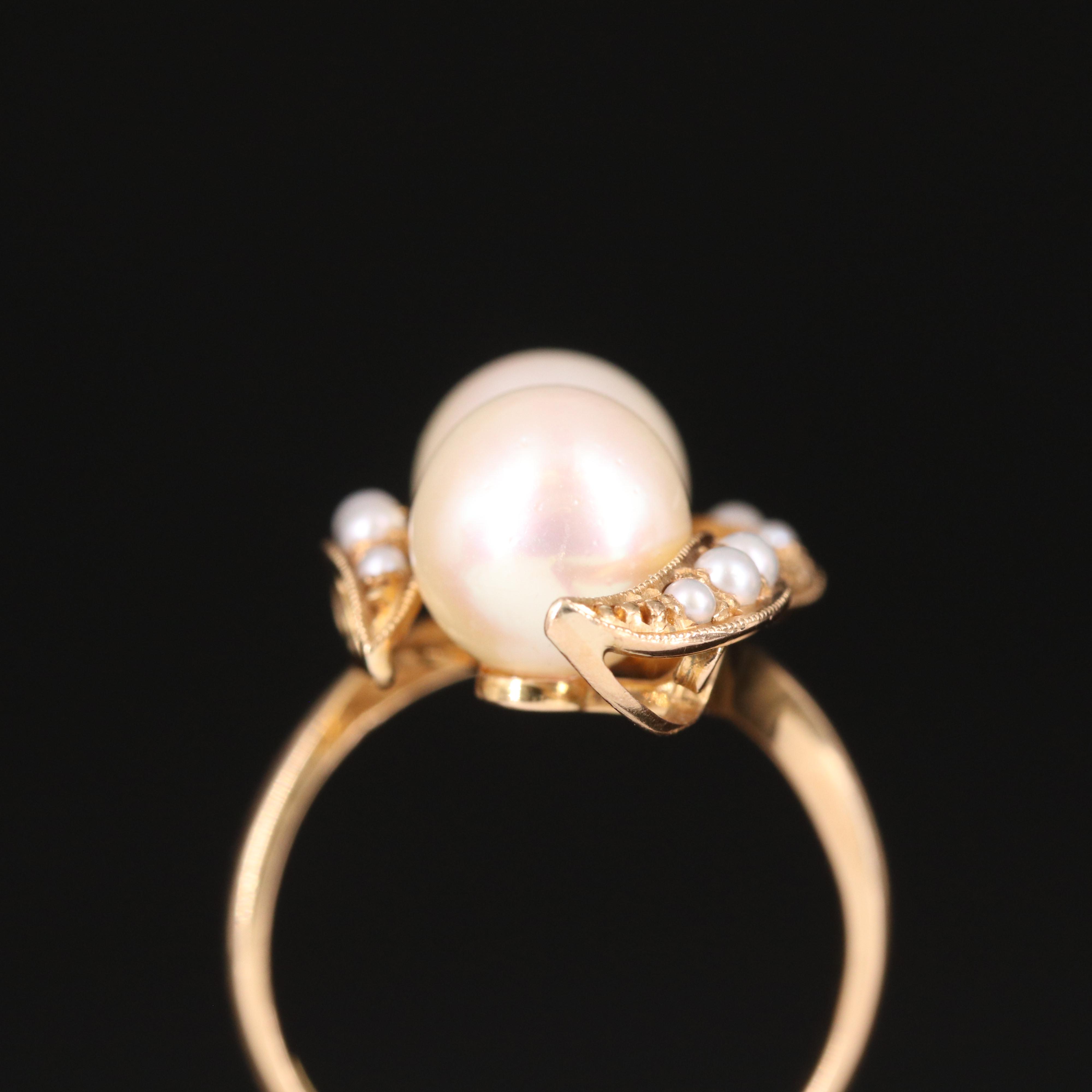 Vintage 18K Pearl Toi et Moi Ring