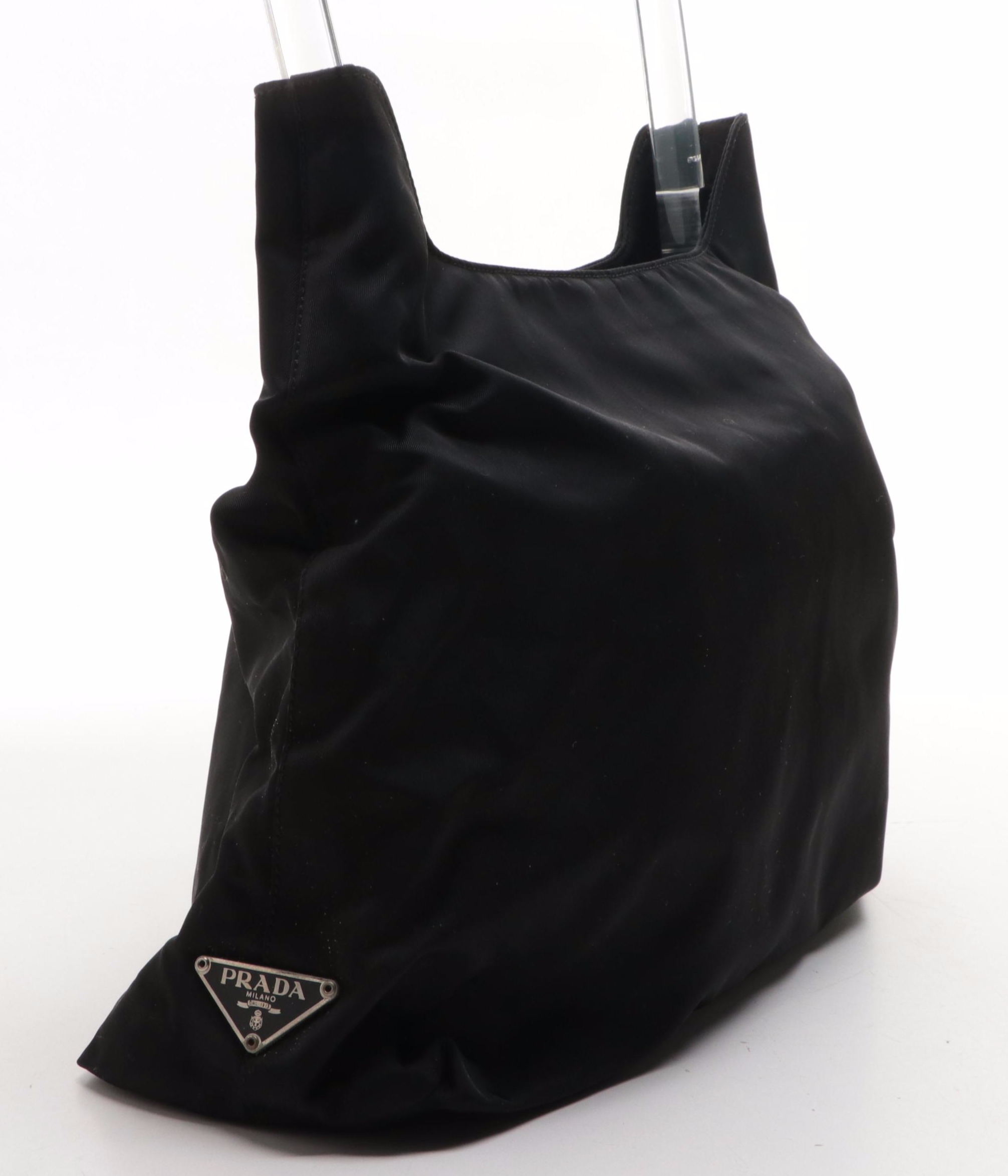 Prada Acrylic Handle Shoulder Bag in Black Tessuto Nylon