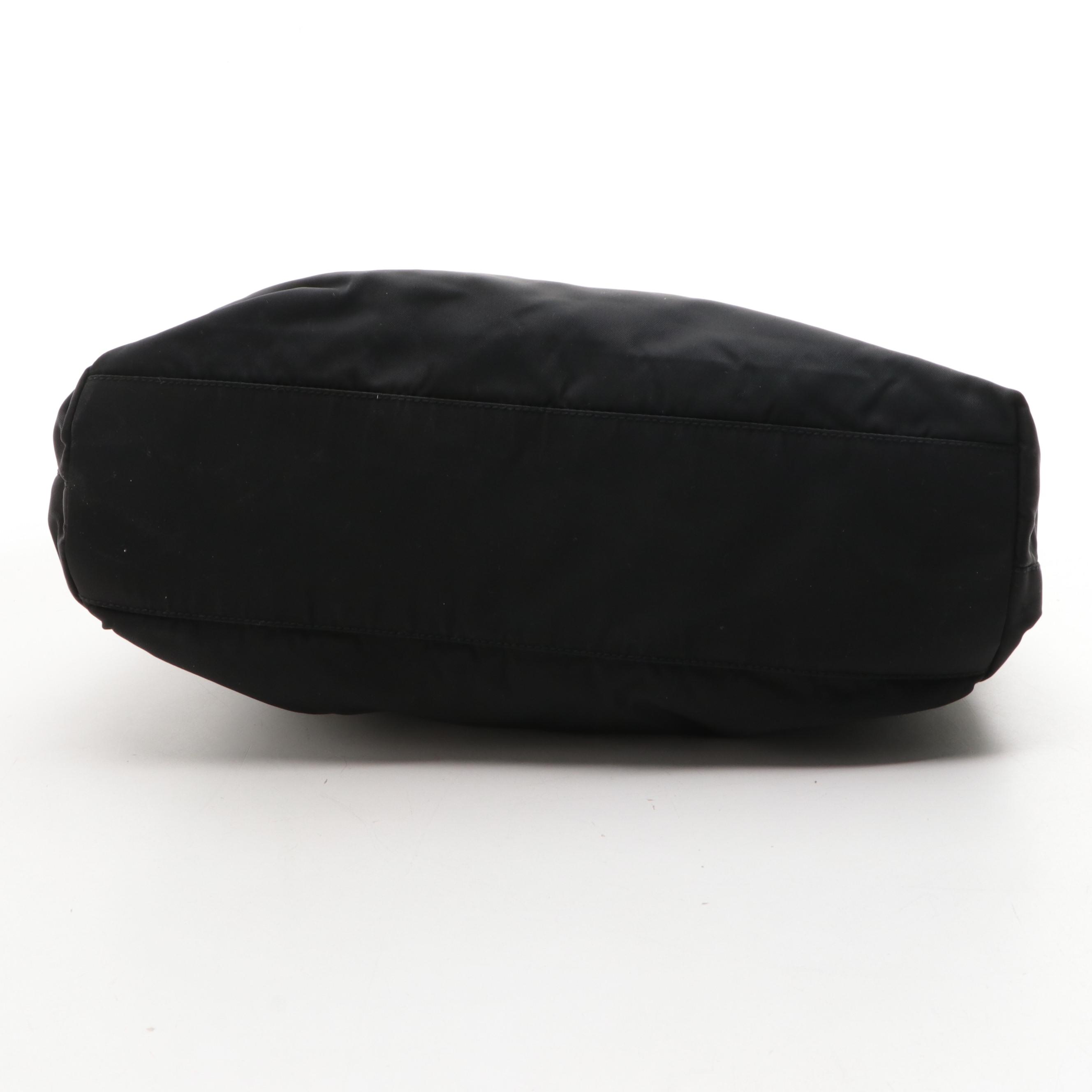 Prada Acrylic Handle Shoulder Bag in Black Tessuto Nylon