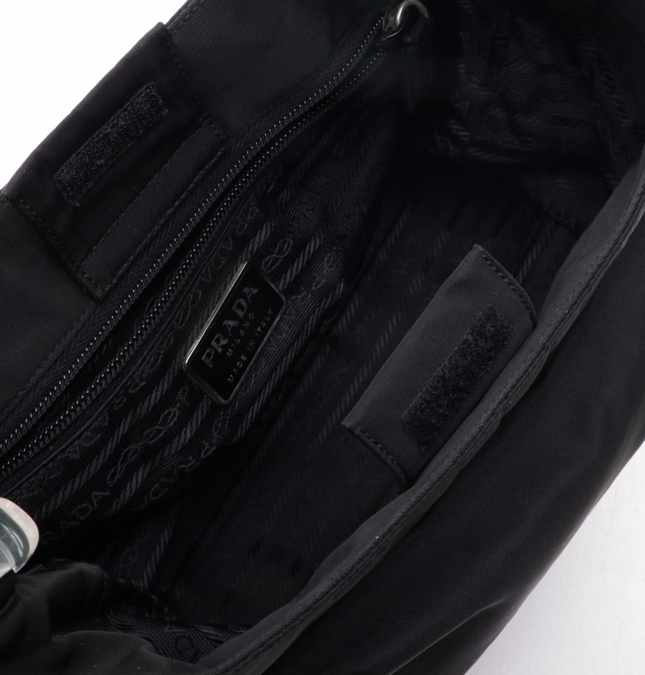 Prada Acrylic Handle Shoulder Bag in Black Tessuto Nylon