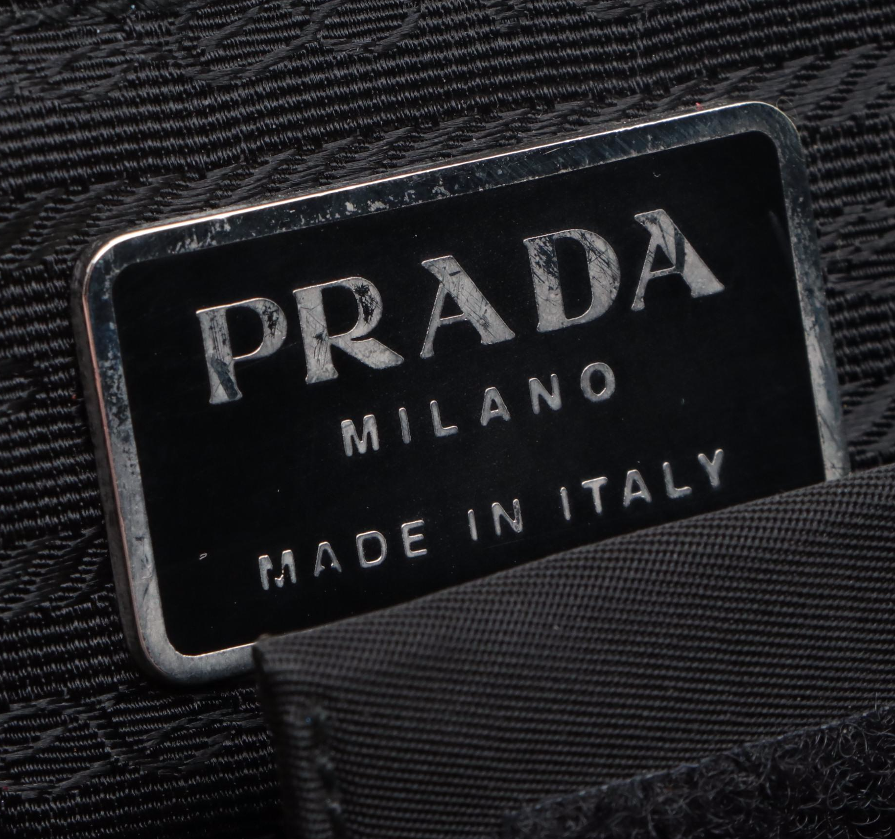 Prada Acrylic Handle Shoulder Bag in Black Tessuto Nylon