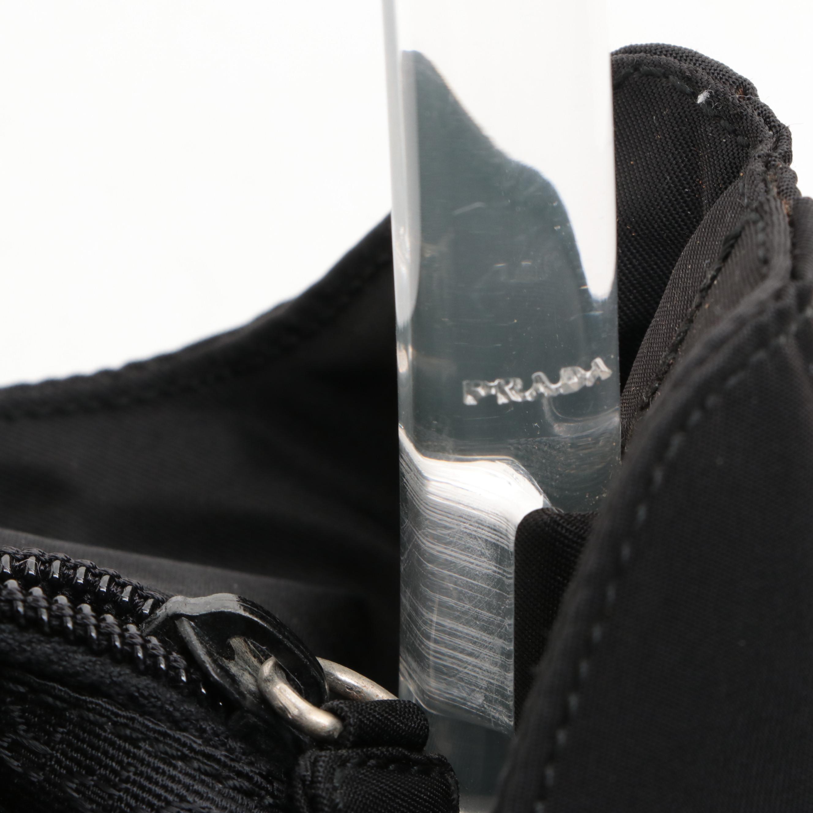 Prada Acrylic Handle Shoulder Bag in Black Tessuto Nylon