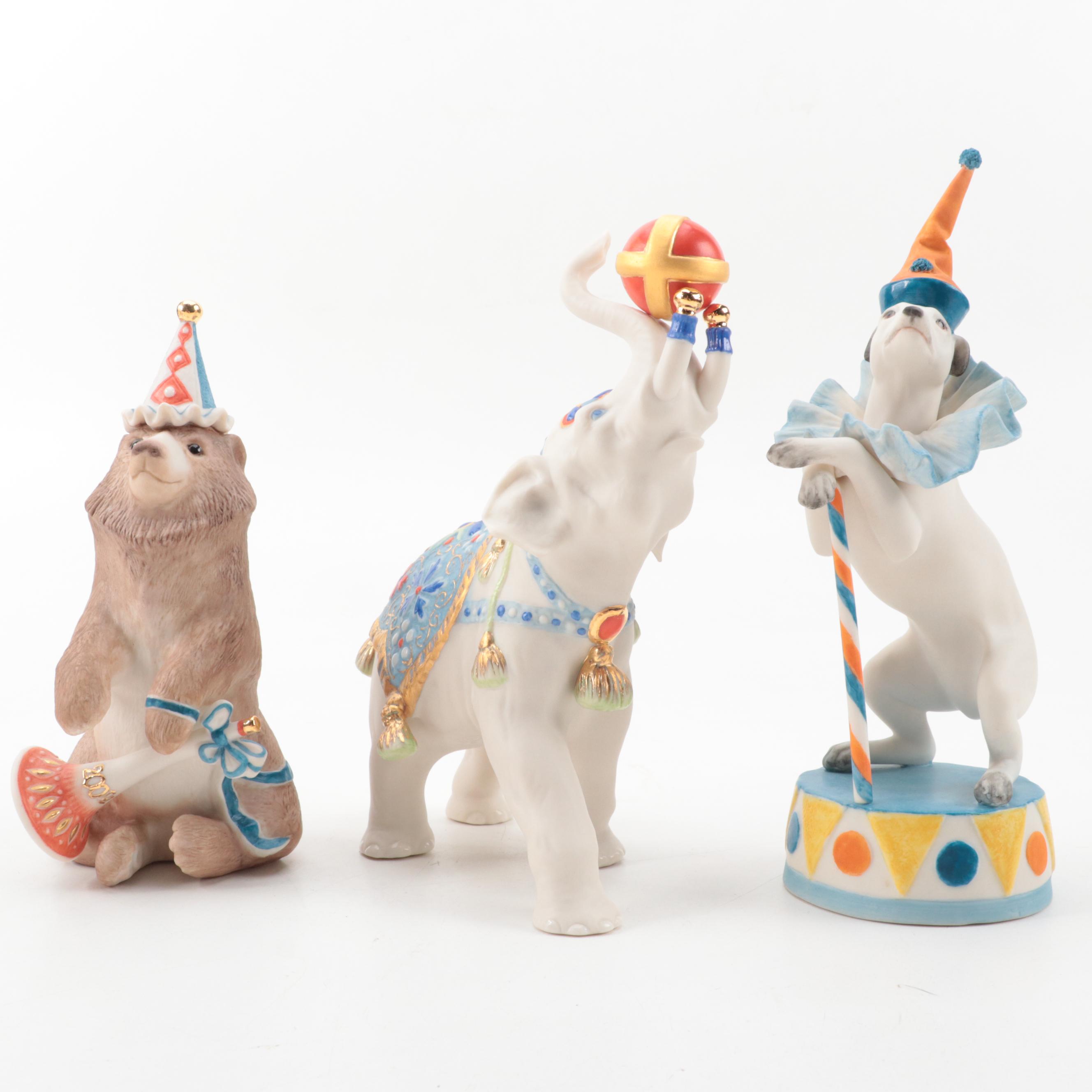 Cybis Porcelain "Barnaby, the Bicentennial Circus Bear" and Other Circus Animals
