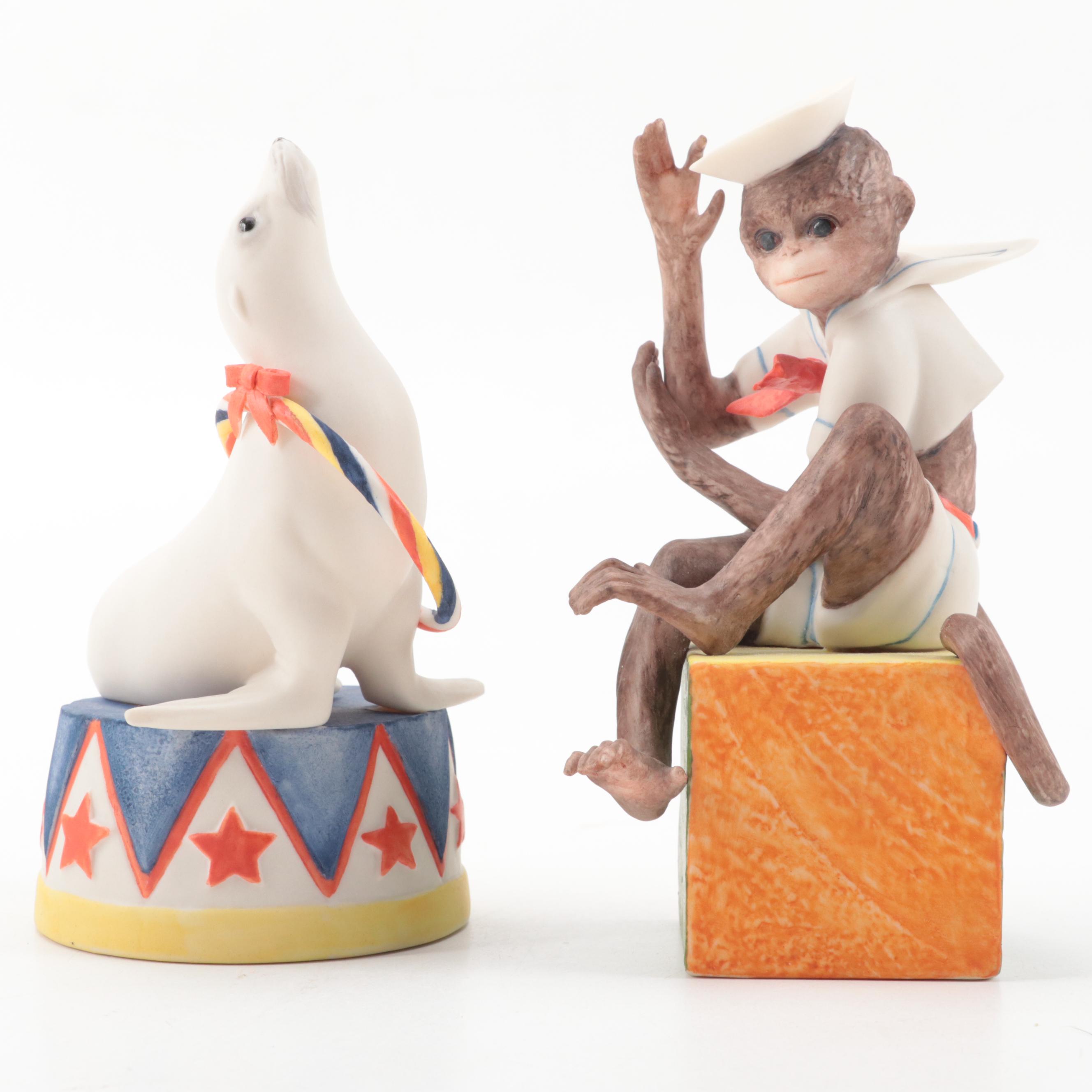 Cybis Porcelain "Barnaby, the Bicentennial Circus Bear" and Other Circus Animals