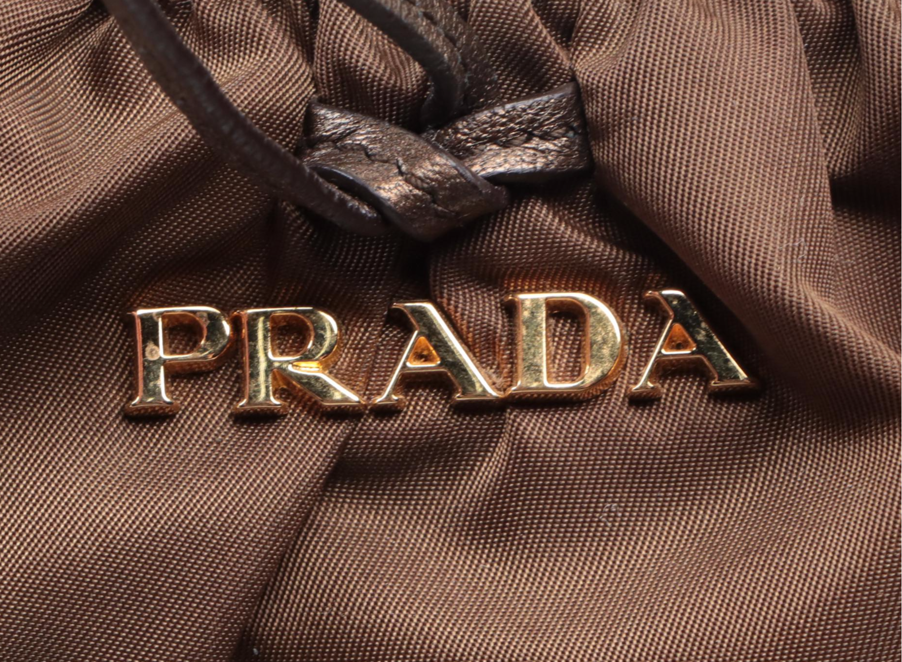 Prada Two-Way Tote in Gathered Tessuto Nylon with Woven Leather Handles