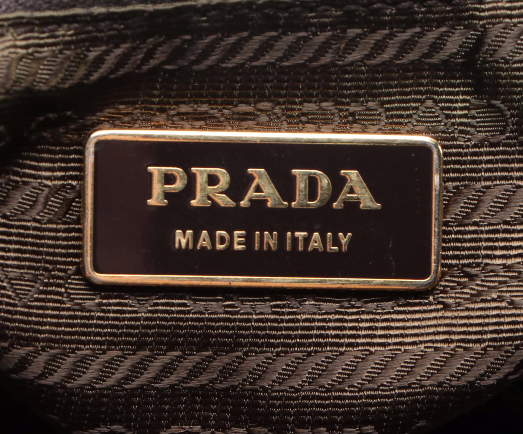 Prada Two-Way Tote in Gathered Tessuto Nylon with Woven Leather Handles