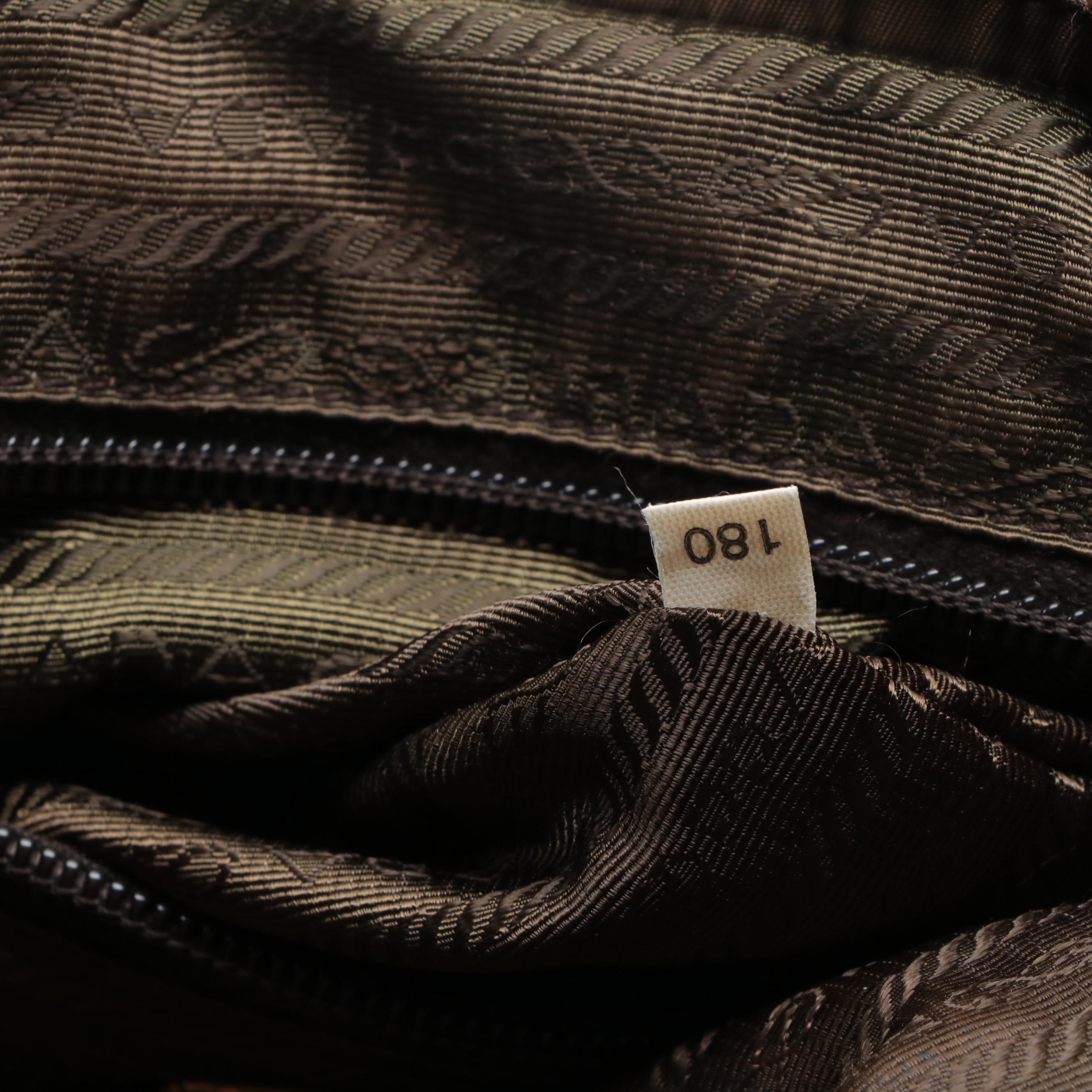 Prada Two-Way Tote in Gathered Tessuto Nylon with Woven Leather Handles