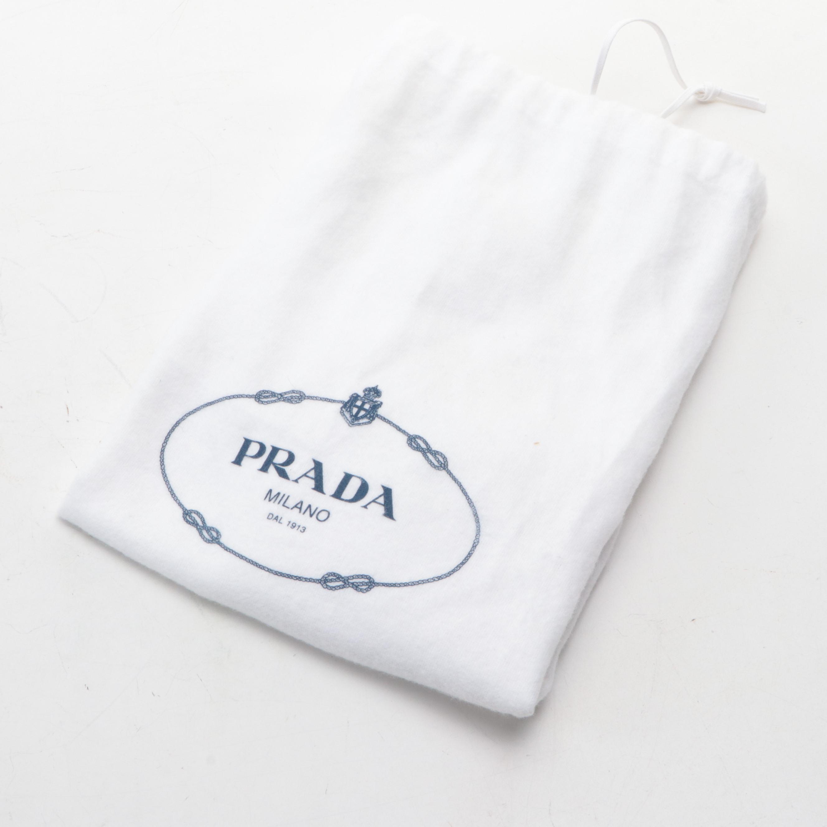 Prada Two-Way Tote in Gathered Tessuto Nylon with Woven Leather Handles