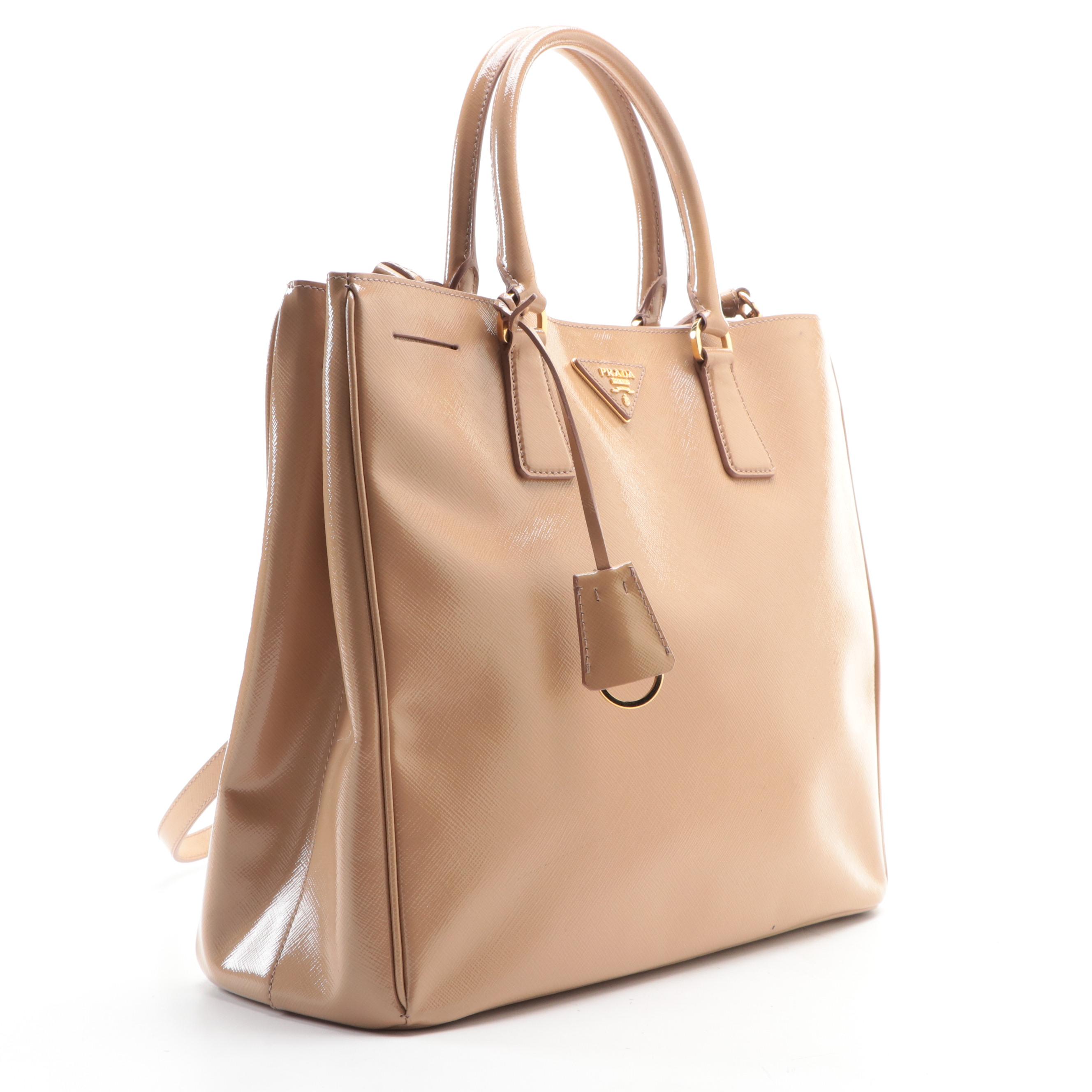 Prada Shopper Tote in Patent Saffiano Leather