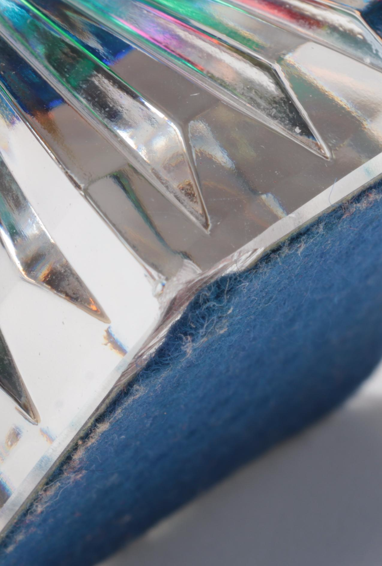 Robert Eickholt Hand Blown Art Glass Paperweight and Other Iridescent Pyramid