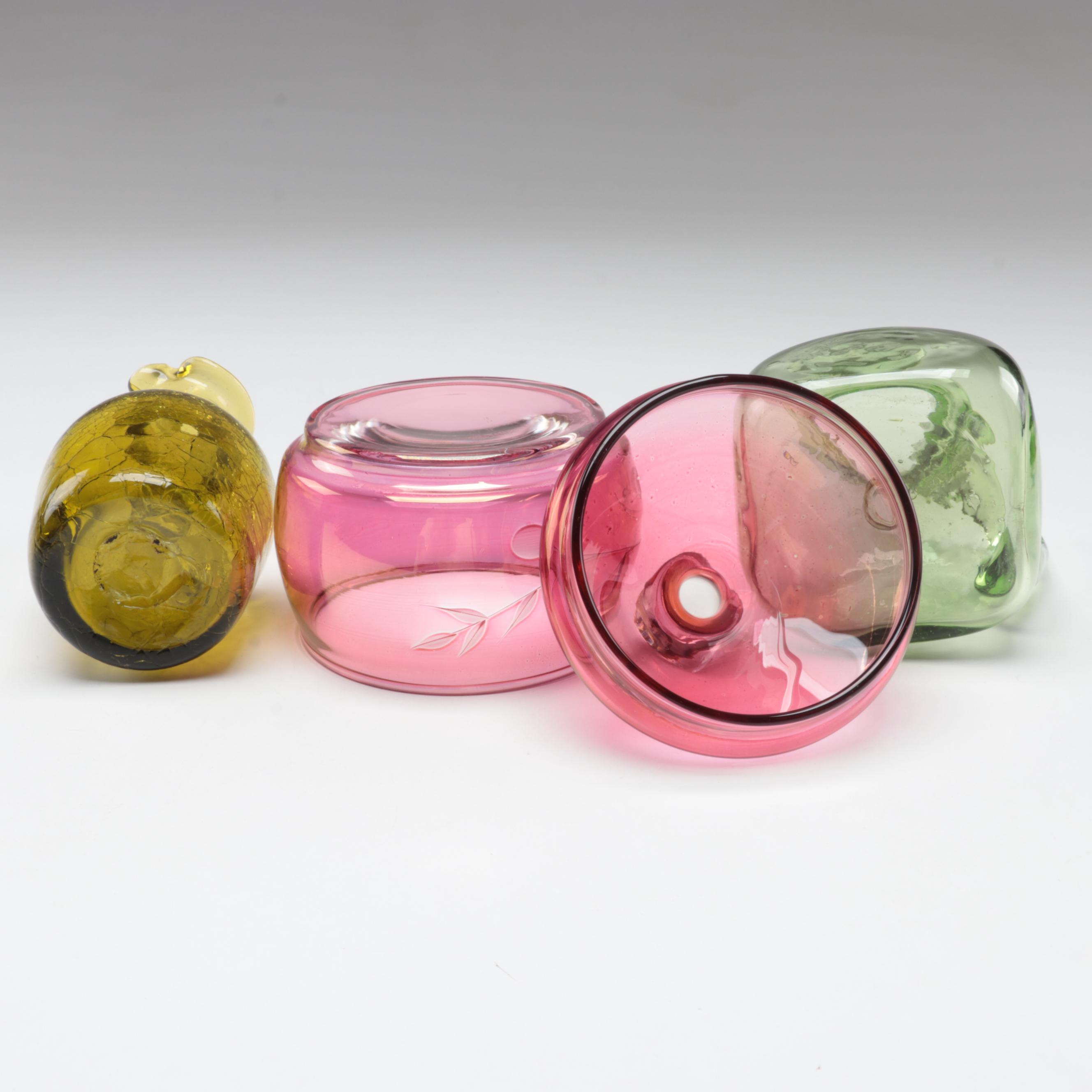 Jamestown Glasshouse Hand-Blown Pitcher with Other Glass Tableware