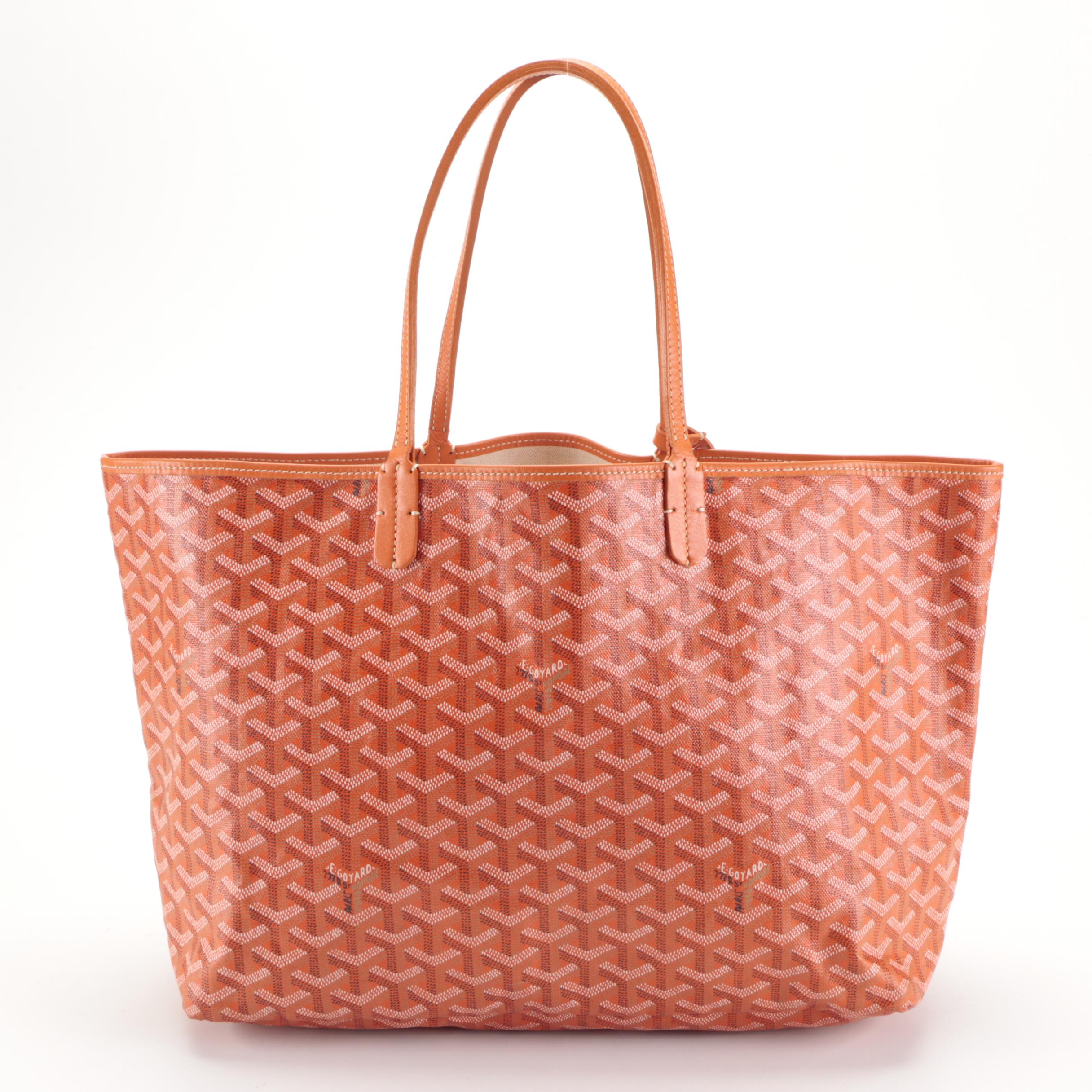 Goyard Saint Louis Tote PM and Pouch in Orange Goyardine Canvas and Leather Trim