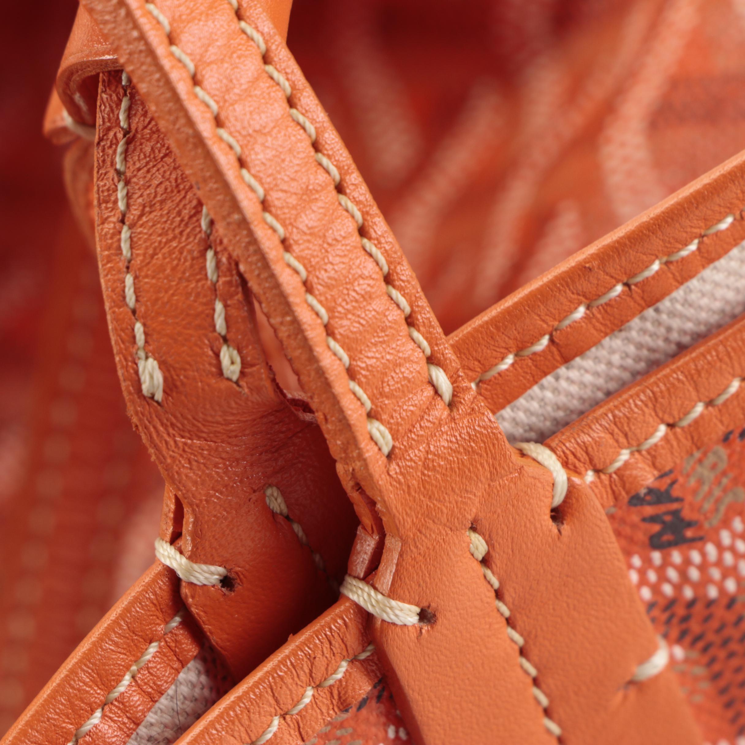 Goyard Saint Louis Tote PM and Pouch in Orange Goyardine Canvas and Leather Trim