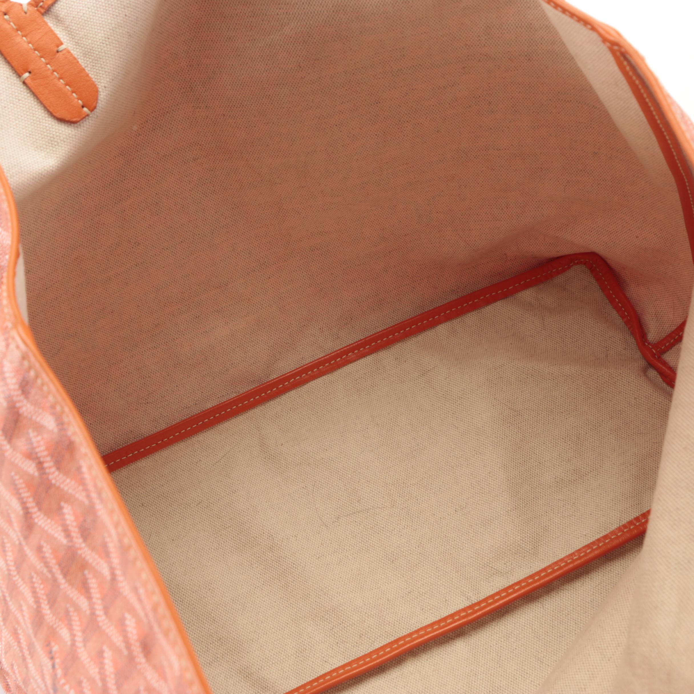 Goyard Saint Louis Tote PM and Pouch in Orange Goyardine Canvas and Leather Trim