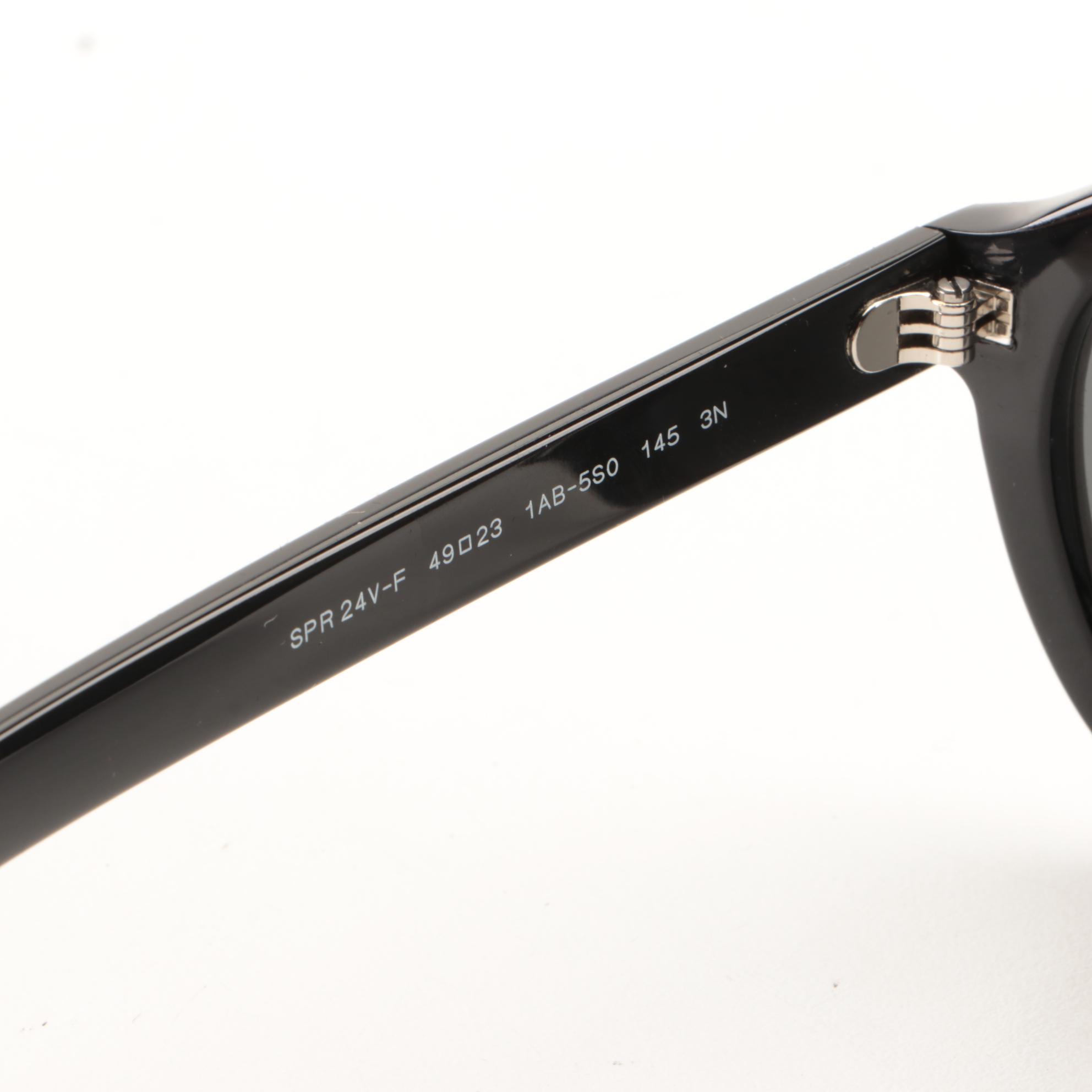 Prada SPR 24V-F Round Sunglasses in Black with Case