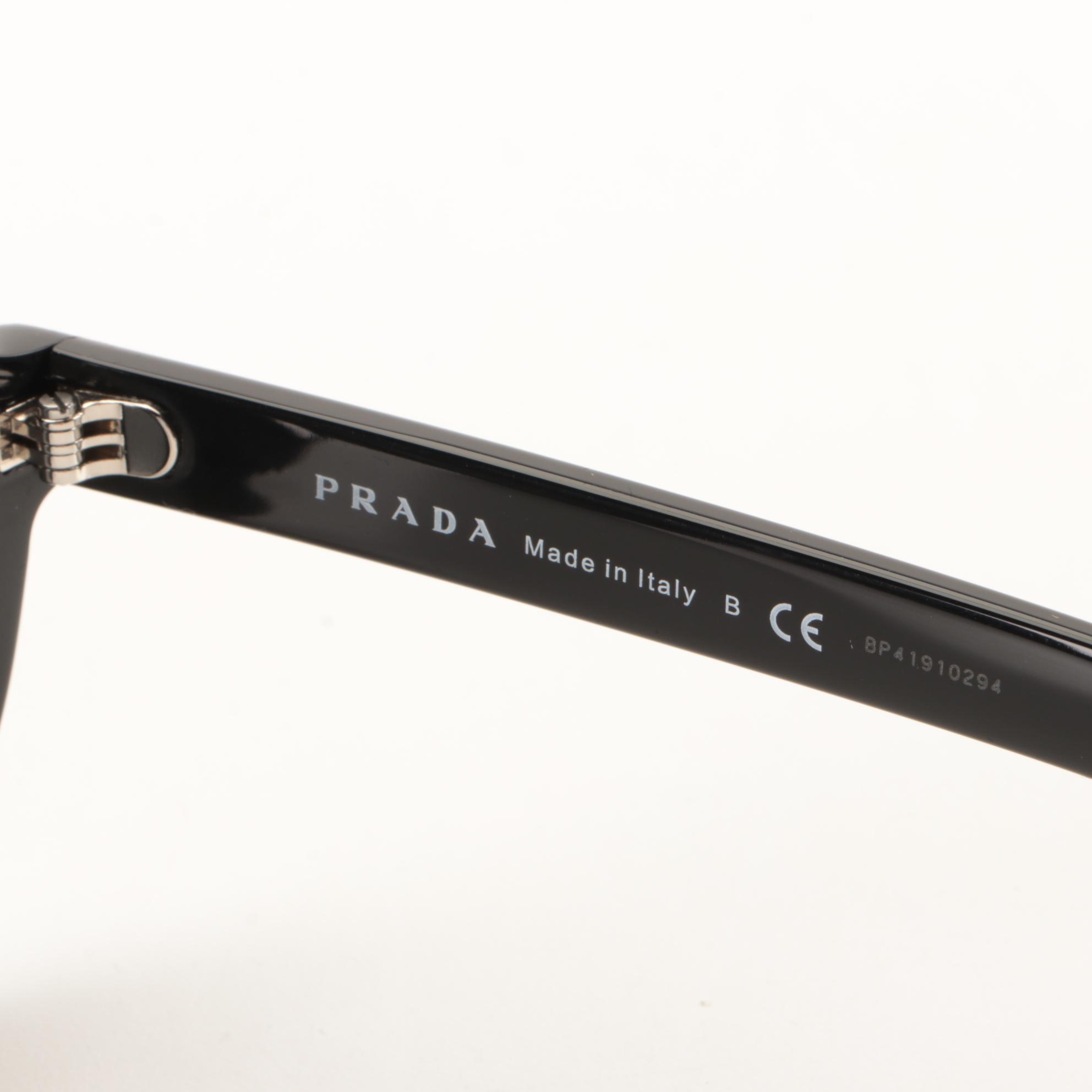 Prada SPR 24V-F Round Sunglasses in Black with Case