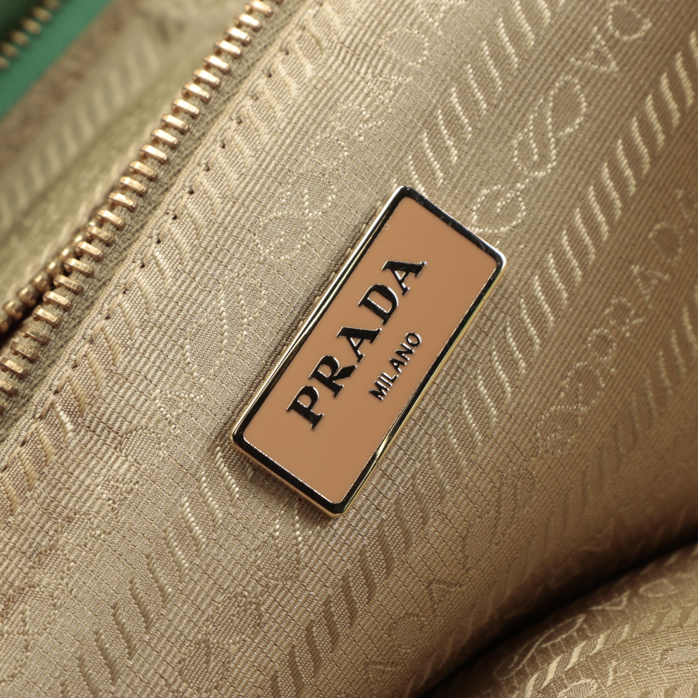 Prada Satchel Bag in Tessuto Nylon and Saffiano Leather Trim with Strap