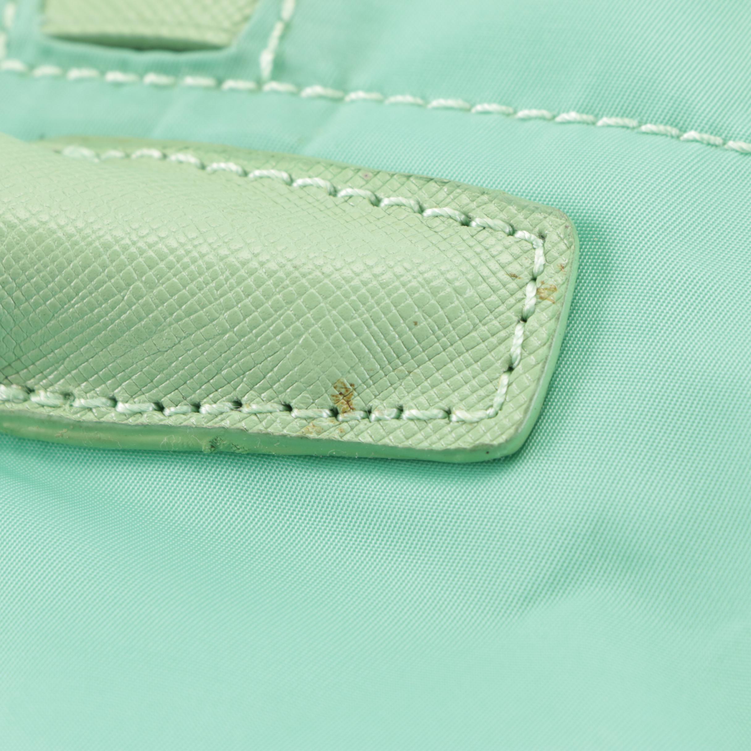 Prada Satchel Bag in Tessuto Nylon and Saffiano Leather Trim with Strap