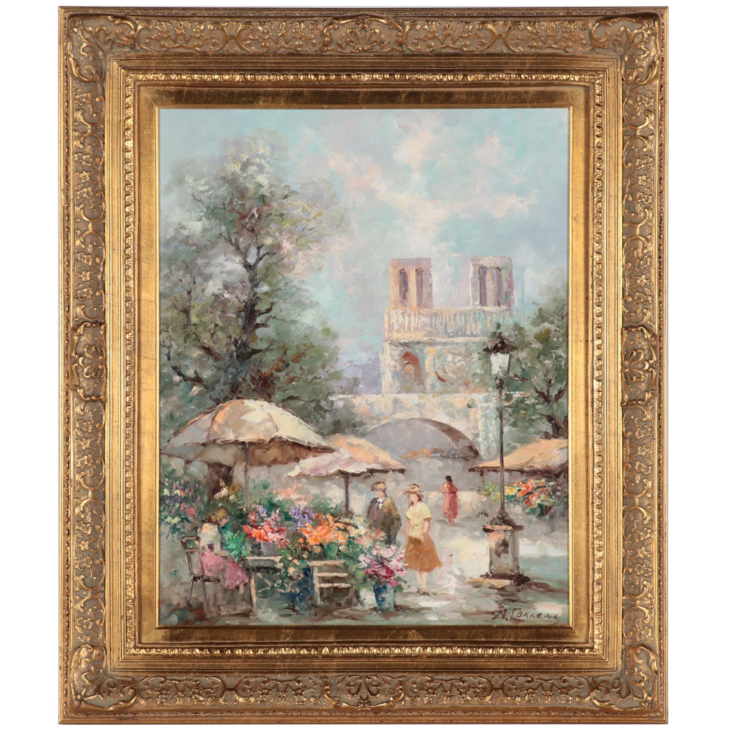 Monserrat Torrens Parisian Street Scene Oil Painting