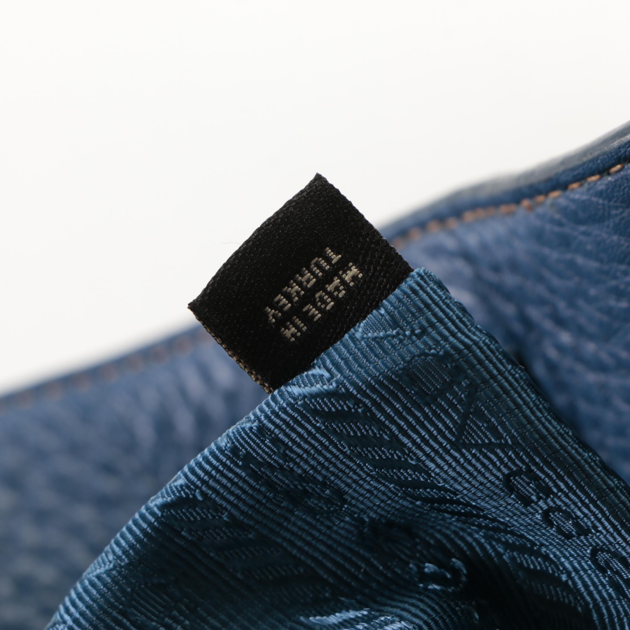 Prada Large Two-Way Tote in Blue Vitello Daino Leather