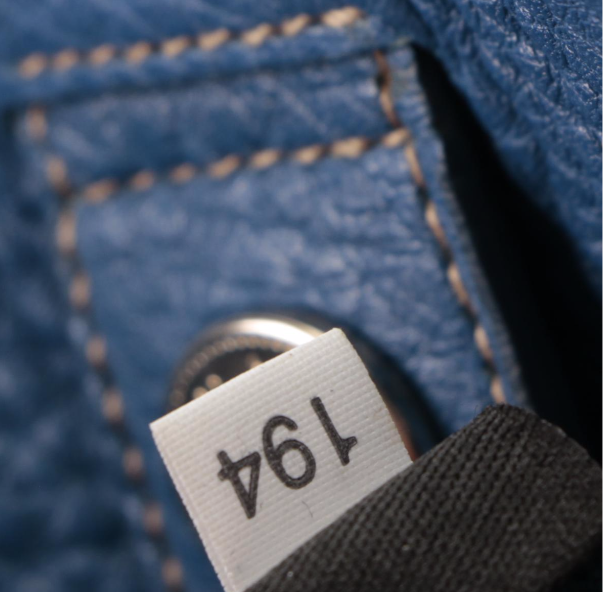 Prada Large Two-Way Tote in Blue Vitello Daino Leather