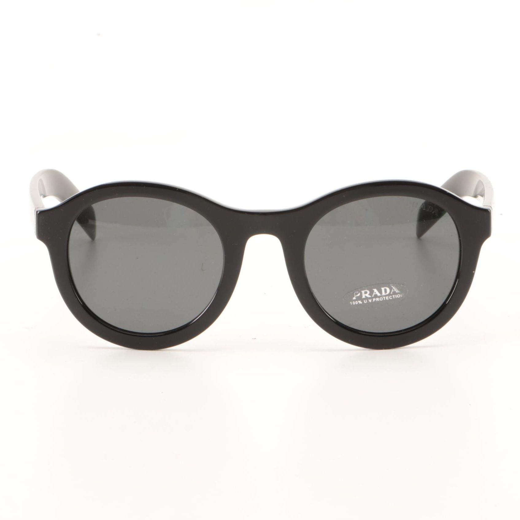 Prada SPR 24V-F Round Sunglasses in Black with Case