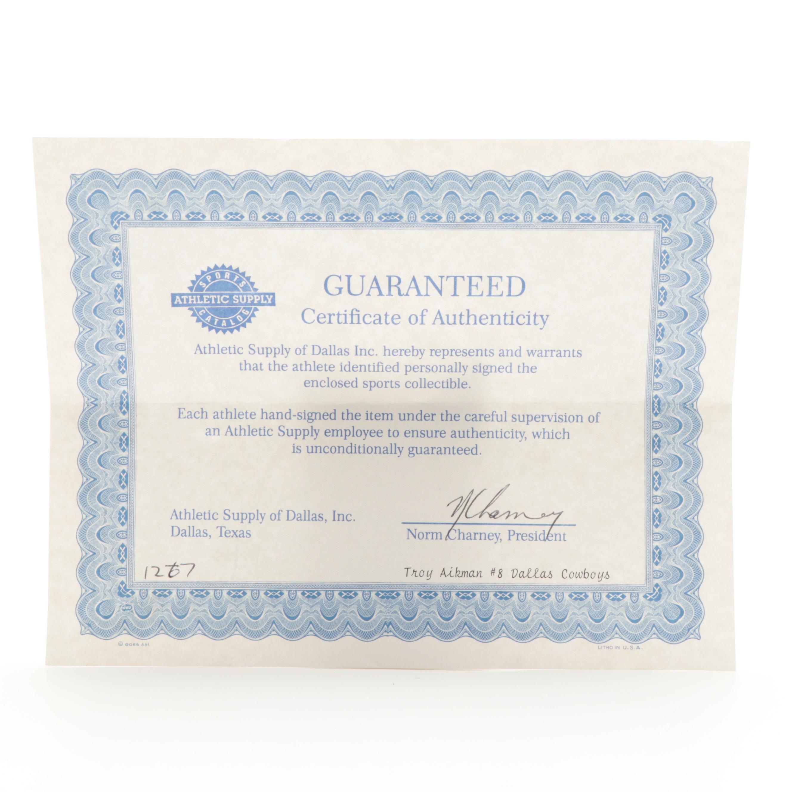 Riddell Authentic VSR-1 Dallas Cowboys Troy Aikman Signed Helmet in Case