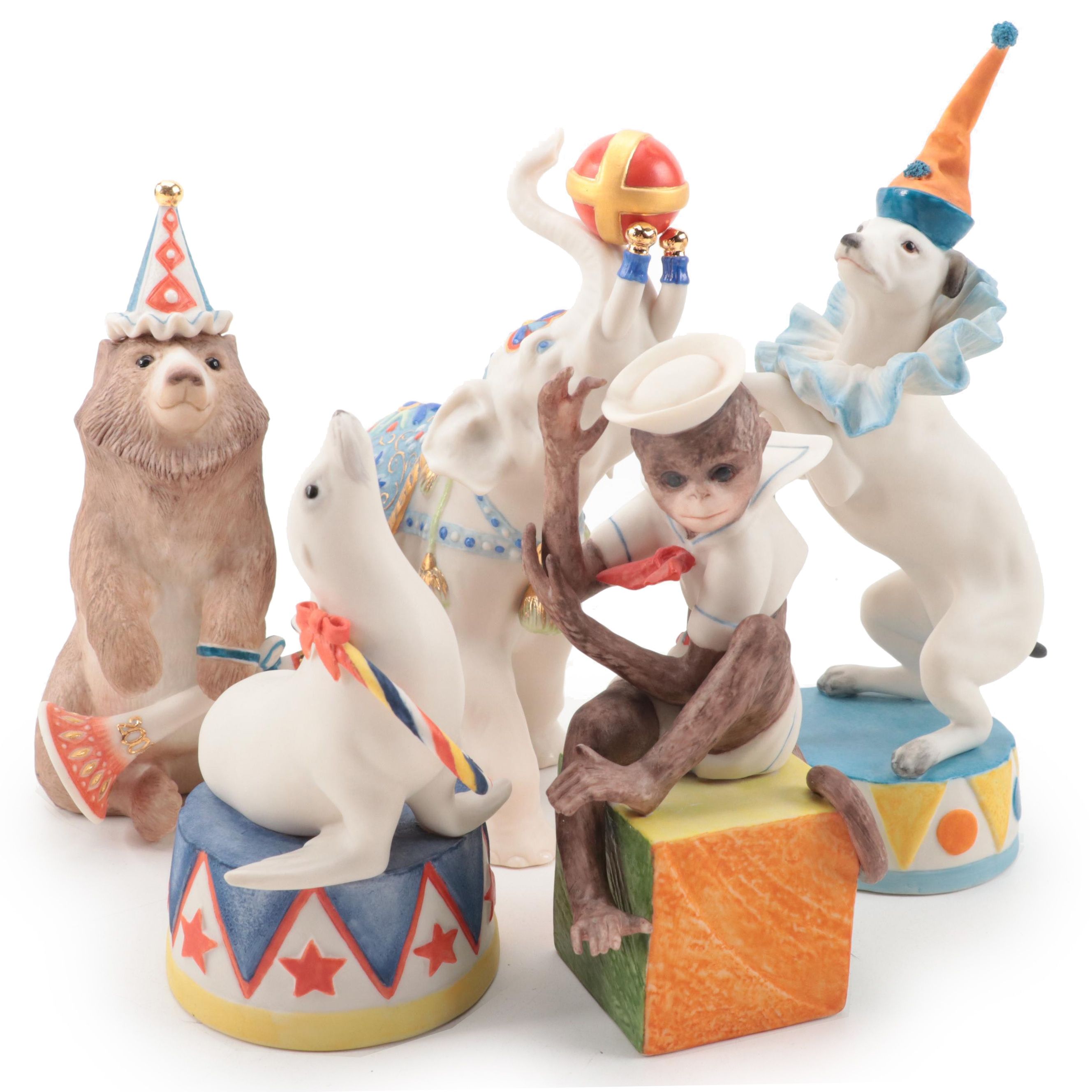 Cybis Porcelain "Barnaby, the Bicentennial Circus Bear" and Other Circus Animals