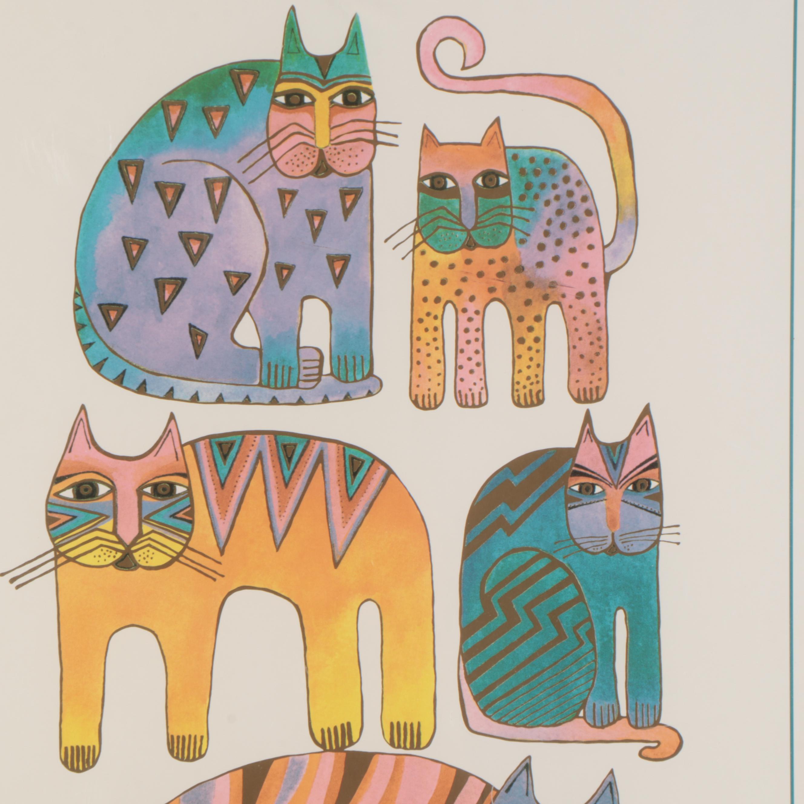 Laurel Burch Studios Offset Lithograph "Fantastic Felines"