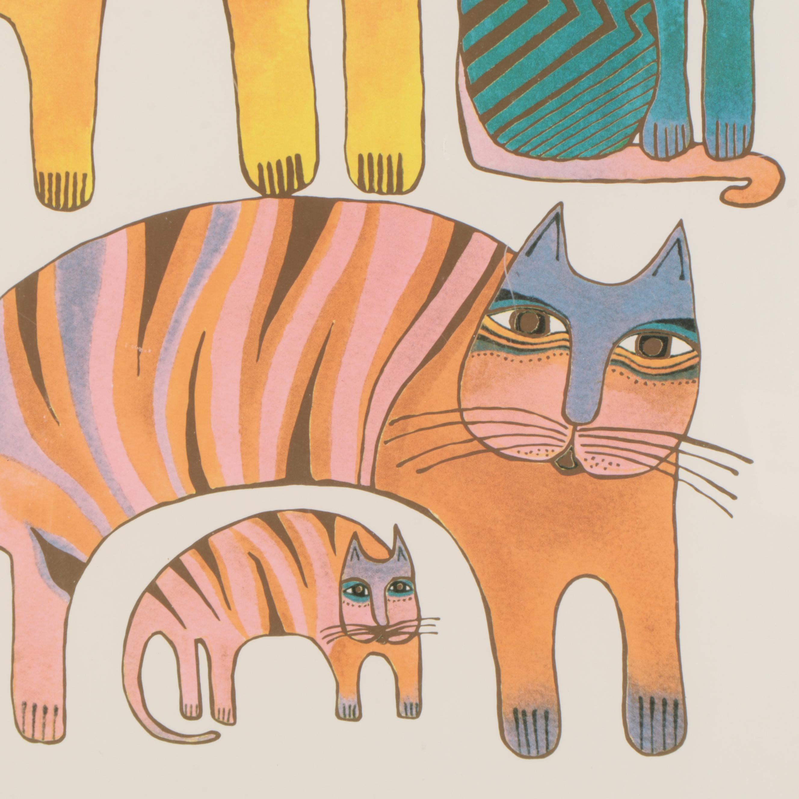 Laurel Burch Studios Offset Lithograph "Fantastic Felines"
