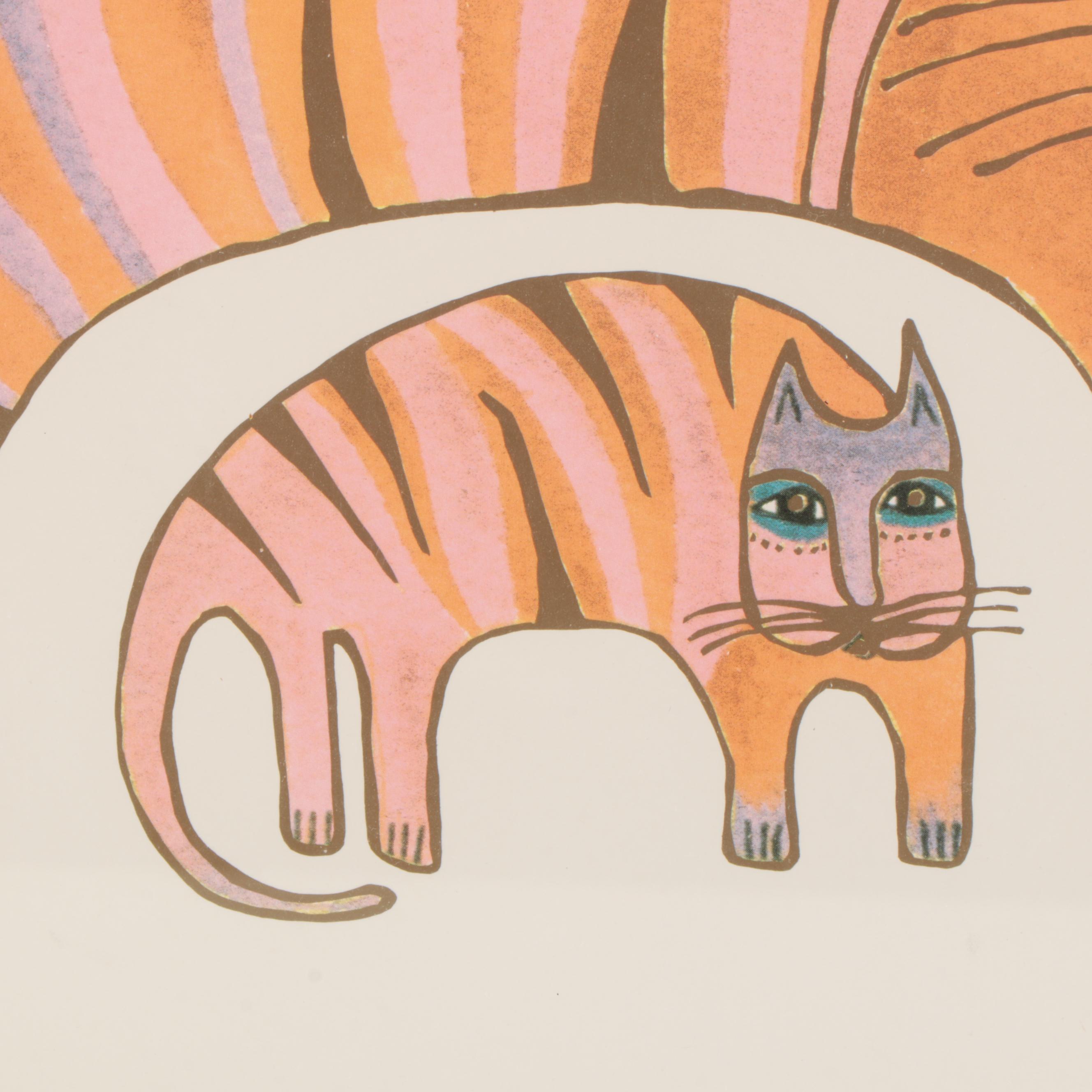 Laurel Burch Studios Offset Lithograph "Fantastic Felines"
