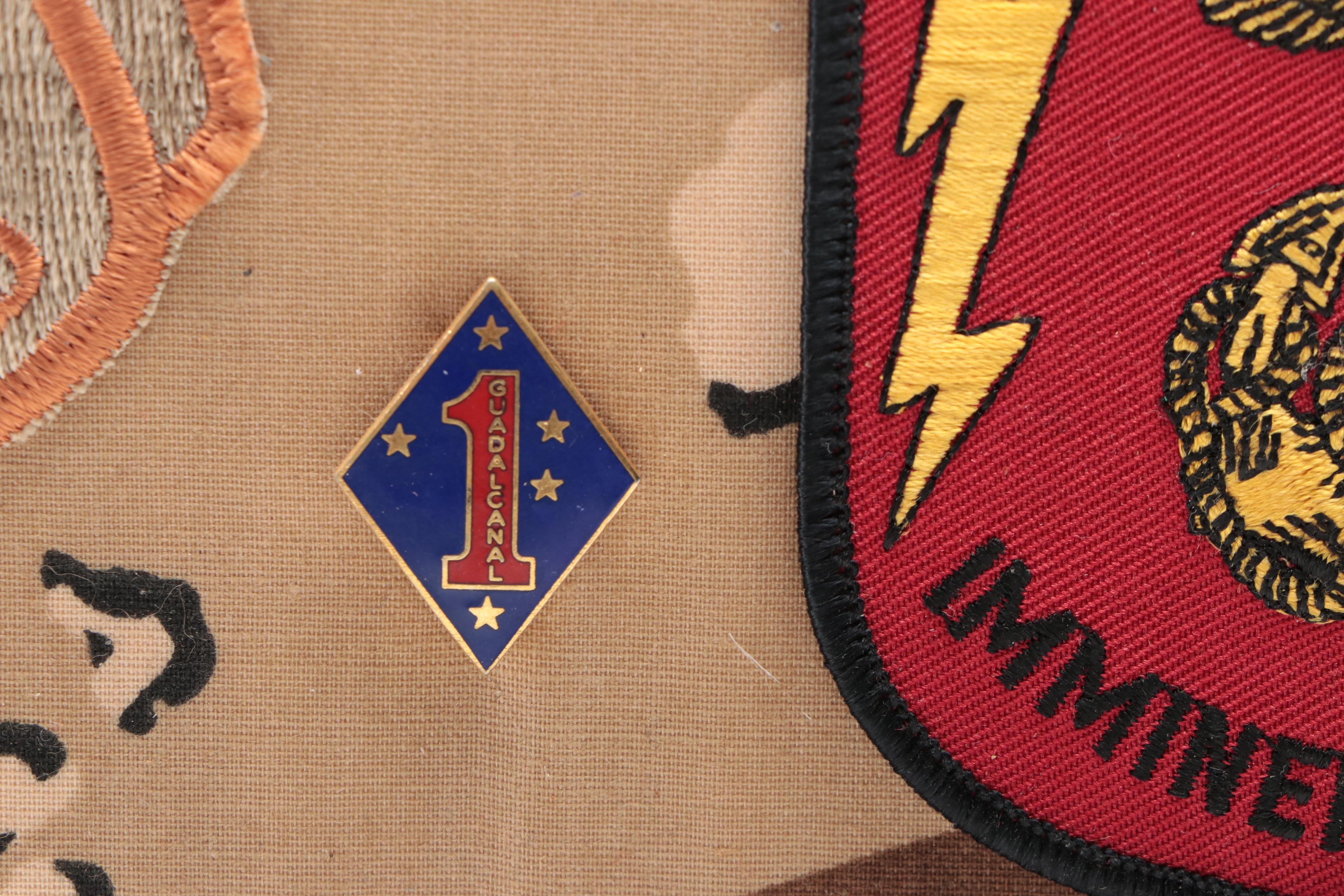 U. S. Military Gulf War Memorabilia Including Patches, Pins and Newspaper Cover