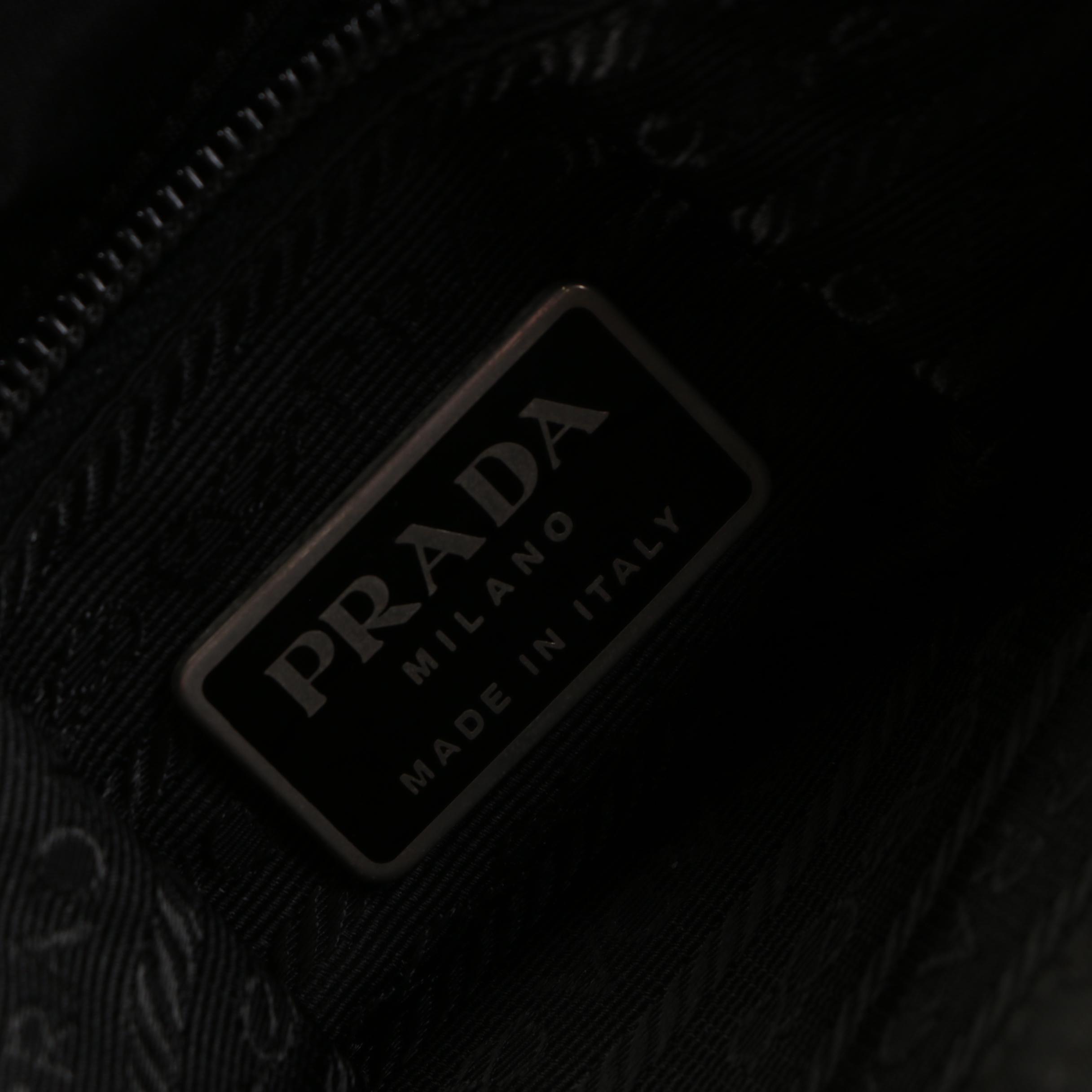 Prada Shoulder Bag with Hard Plastic Handles in Black Nylon Twill