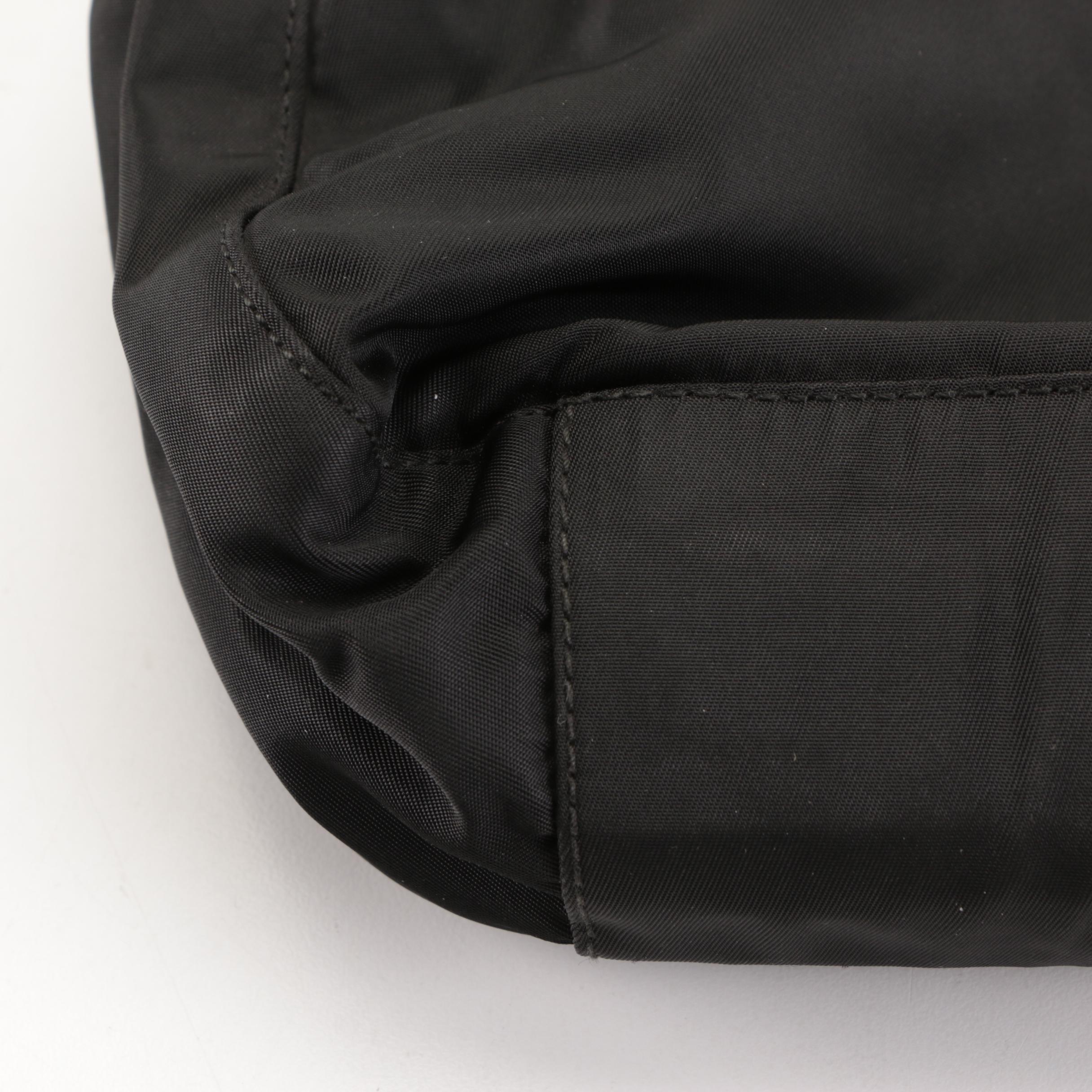 Prada Shoulder Bag with Hard Plastic Handles in Black Nylon Twill