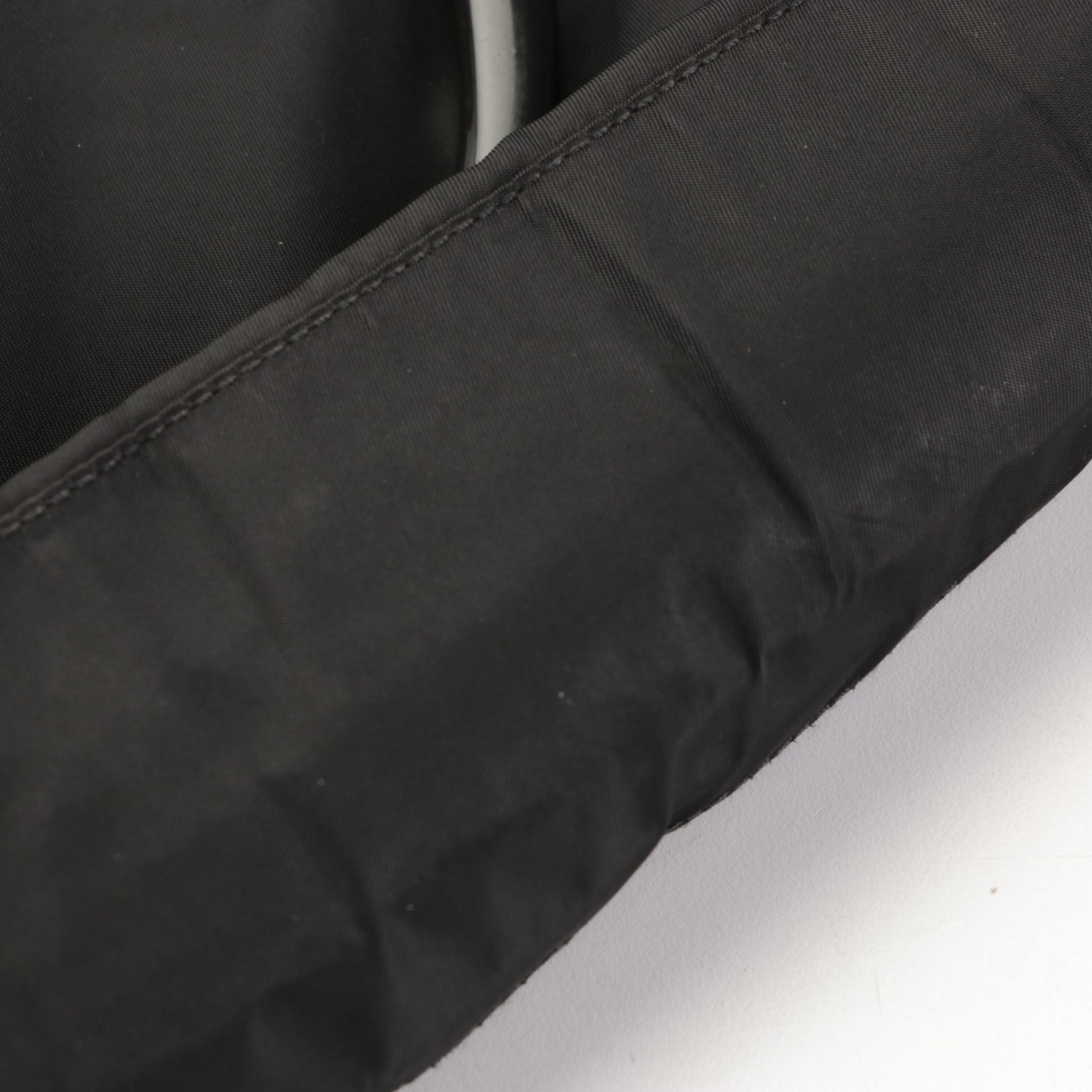 Prada Shoulder Bag with Hard Plastic Handles in Black Nylon Twill